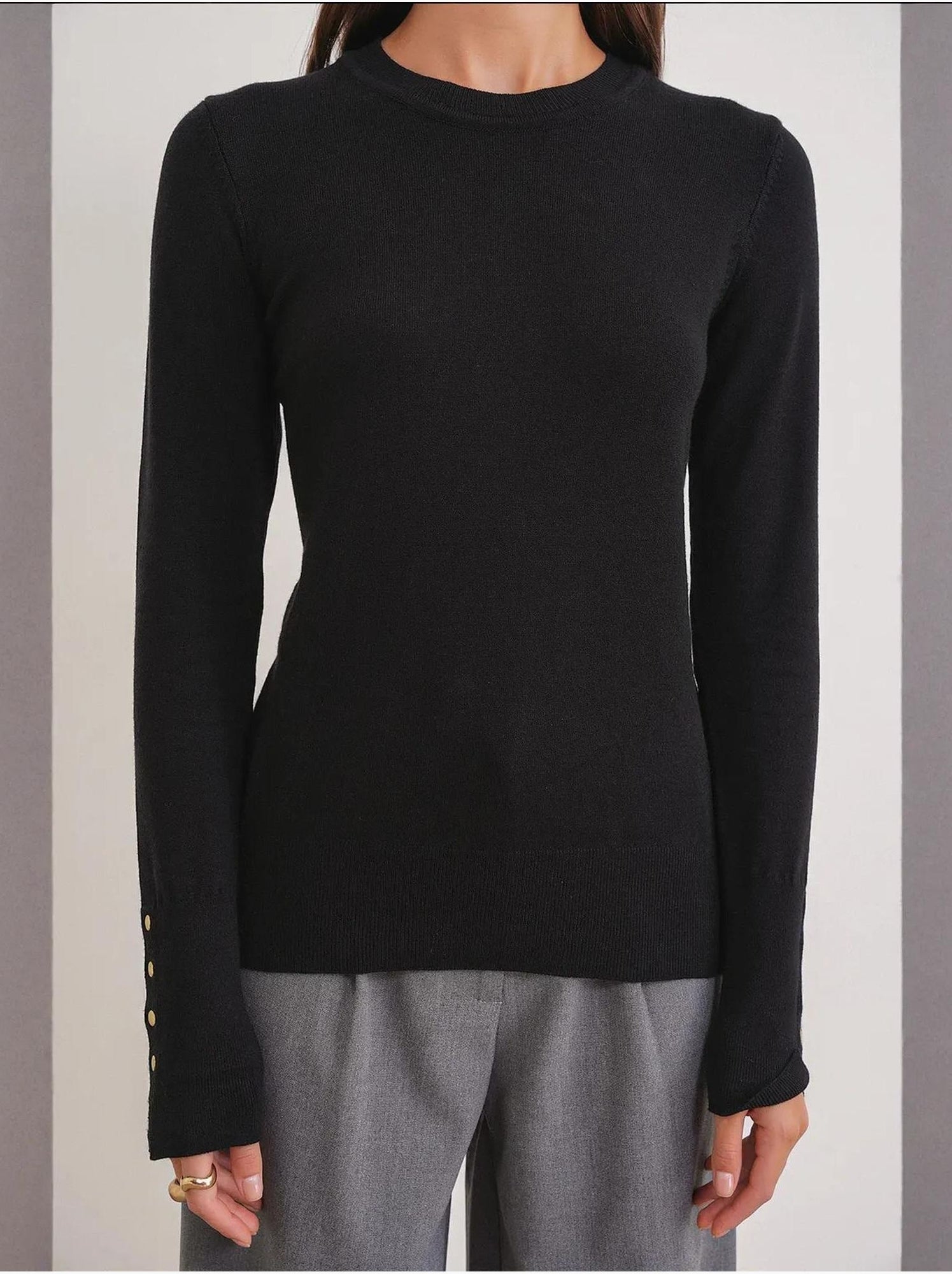 Pull en tricot à col rond et coupe slim mixray - Noir