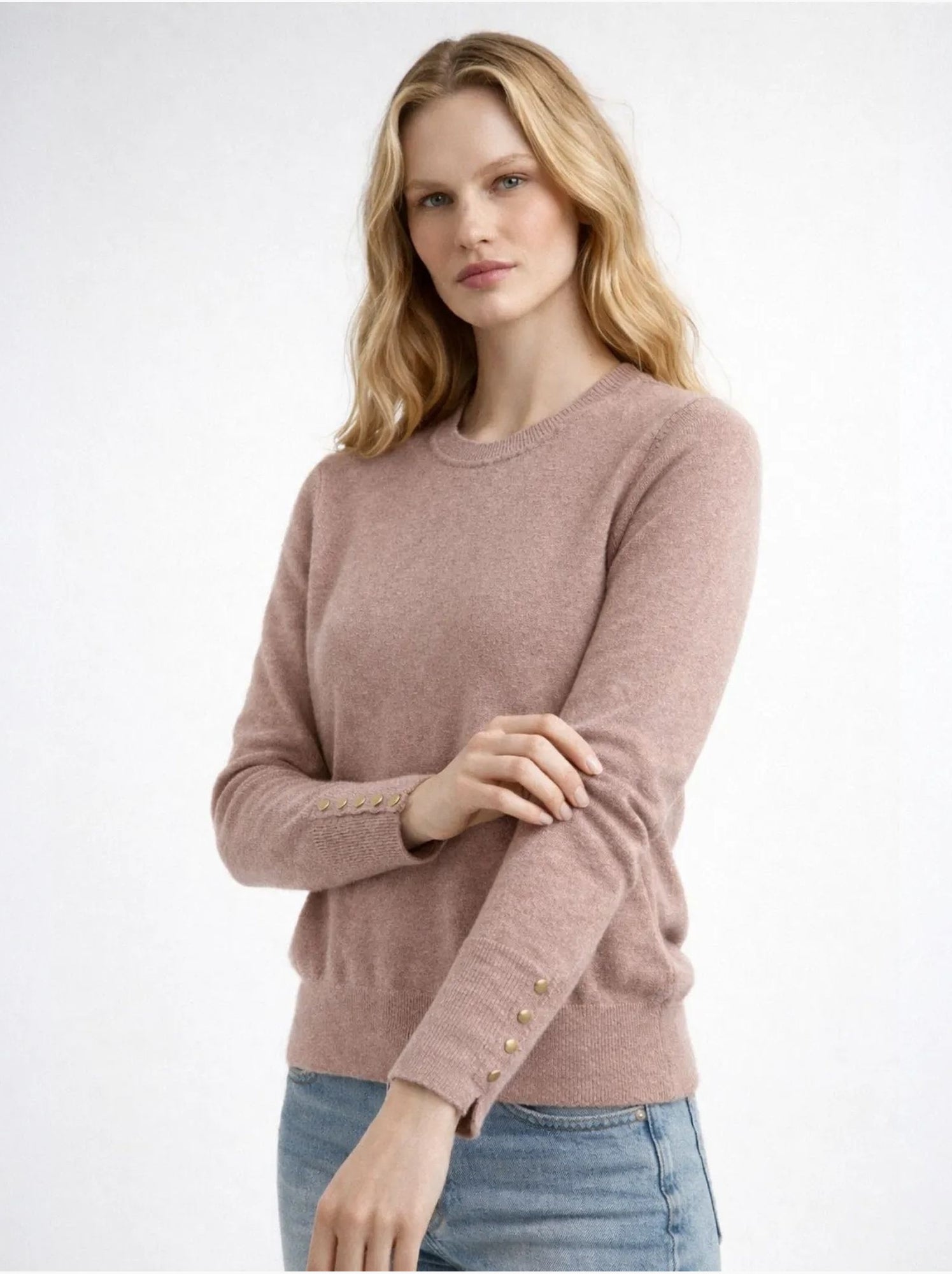 Pull en tricot à col rond et coupe slim mixray - Vieux rose