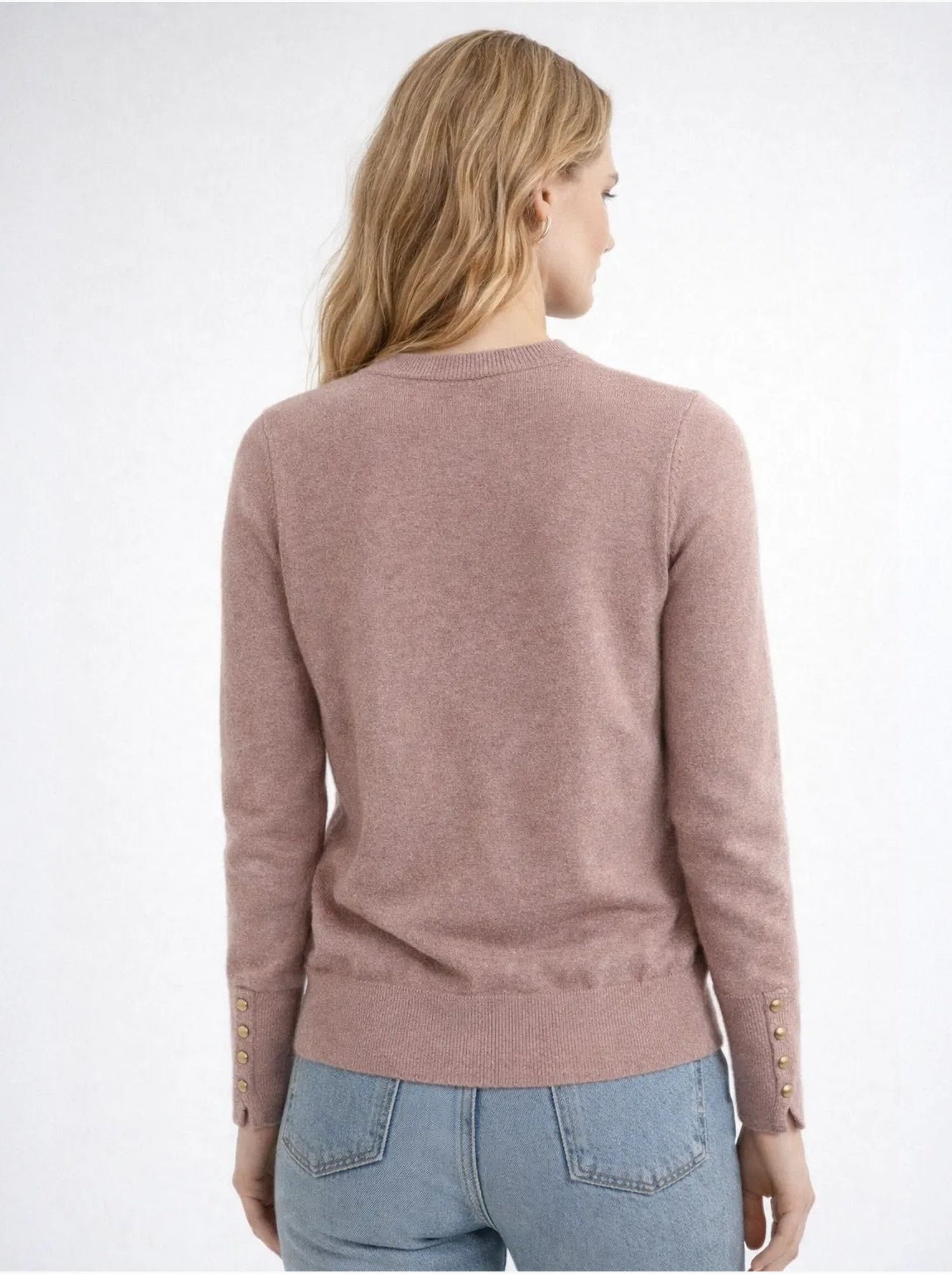 Pull en tricot à col rond et coupe slim mixray - Vieux rose