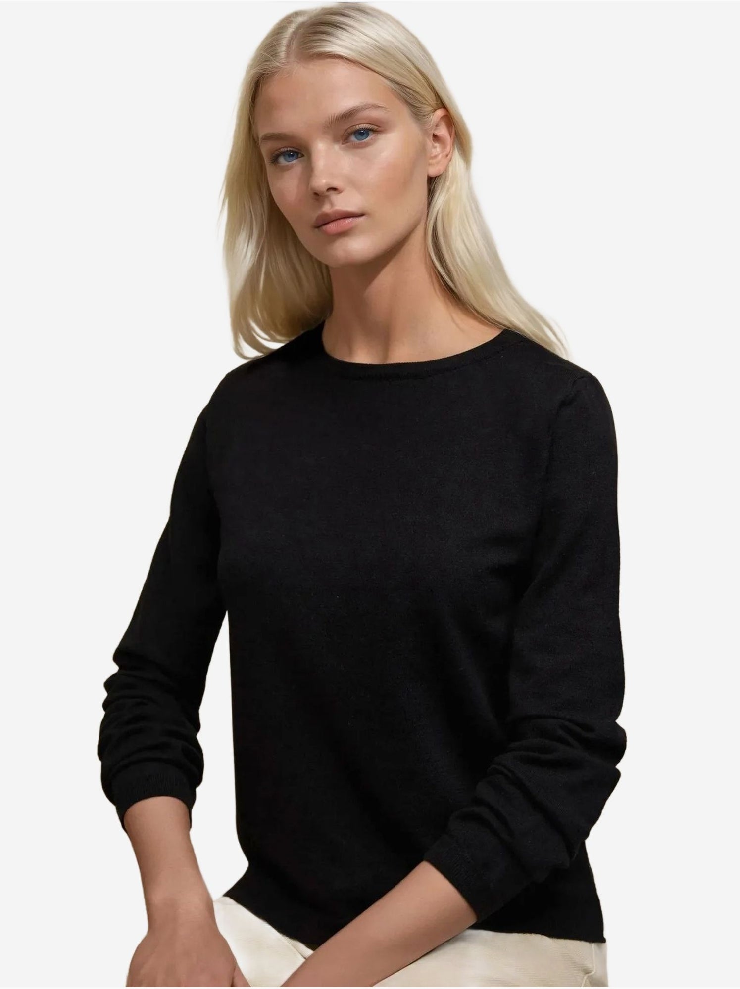 Pull en tricot à col rond - Noir