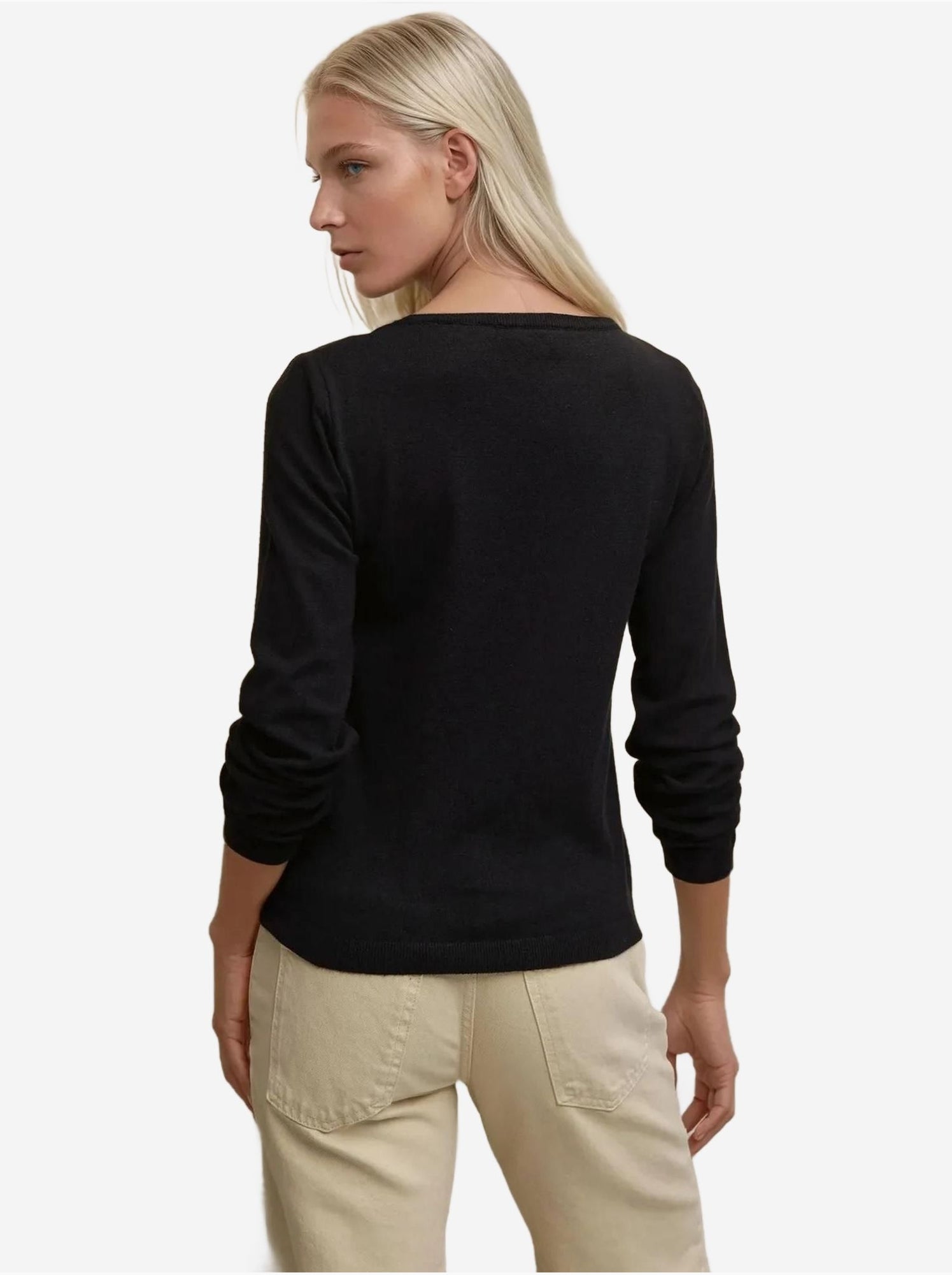 Pull en tricot à col rond - Noir
