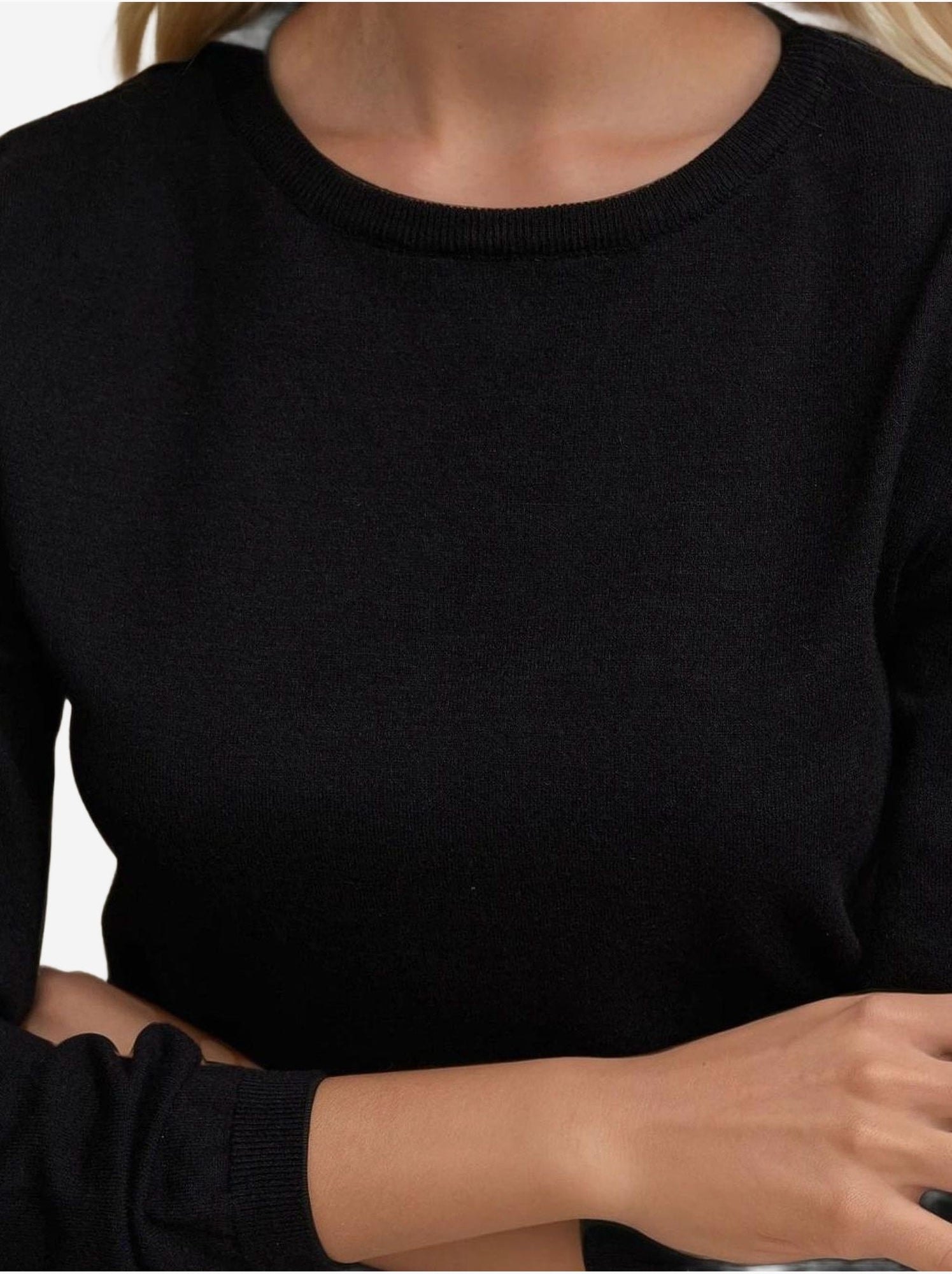 Pull en tricot à col rond - Noir