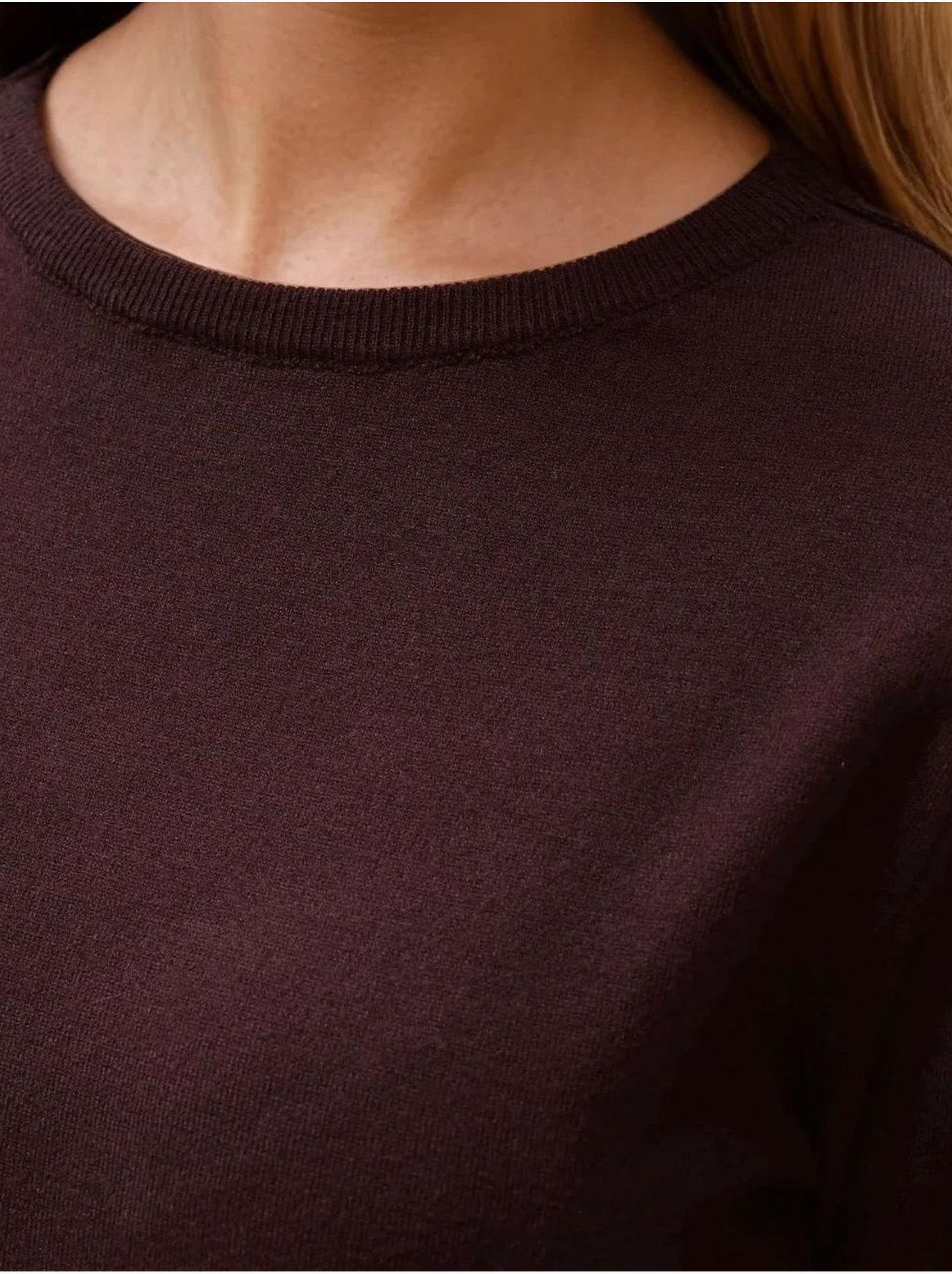 Pull en tricot à col rond - Rouge cachemire