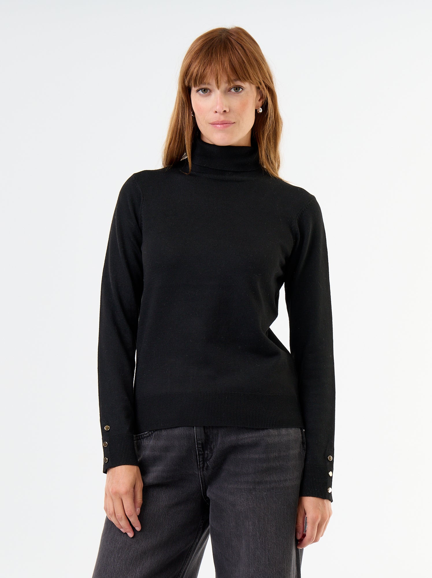 Pull fine jauge col roulé - Noir
