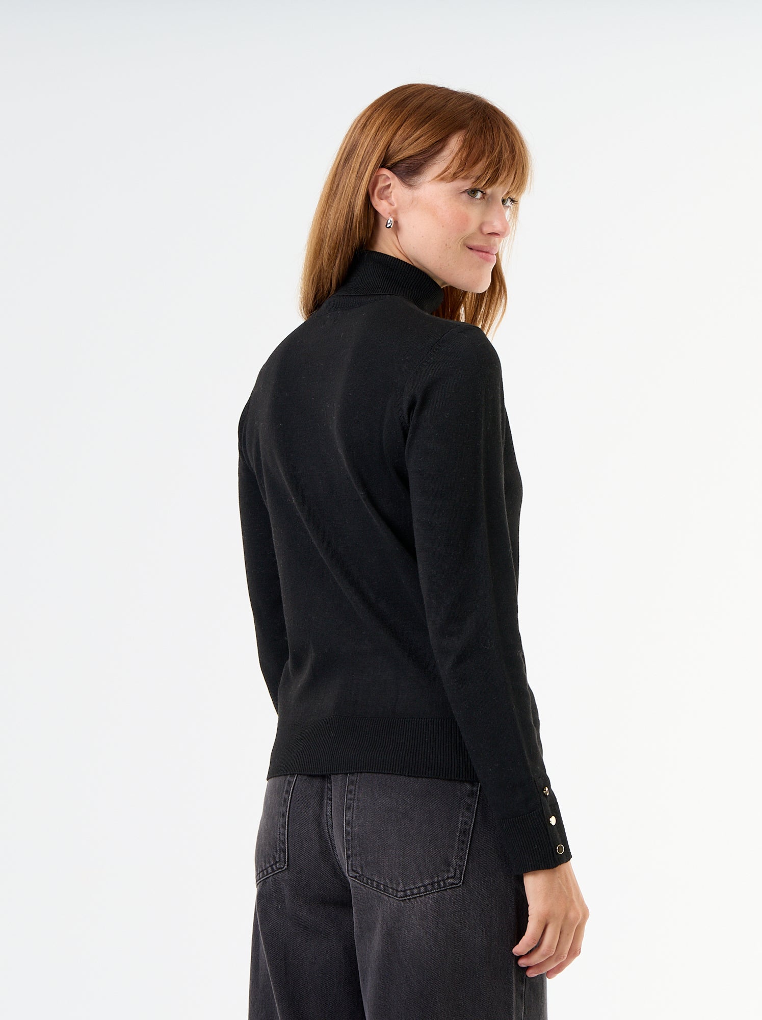 Pull fine jauge col roulé - Noir