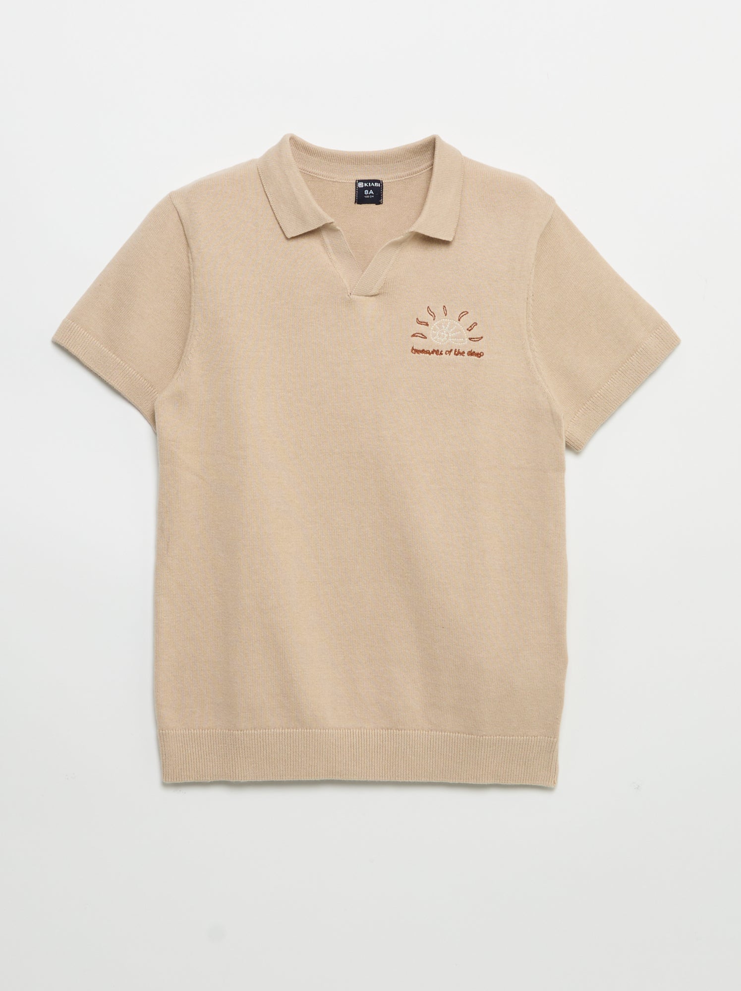 Pull forme polo à manches courtes - Beige