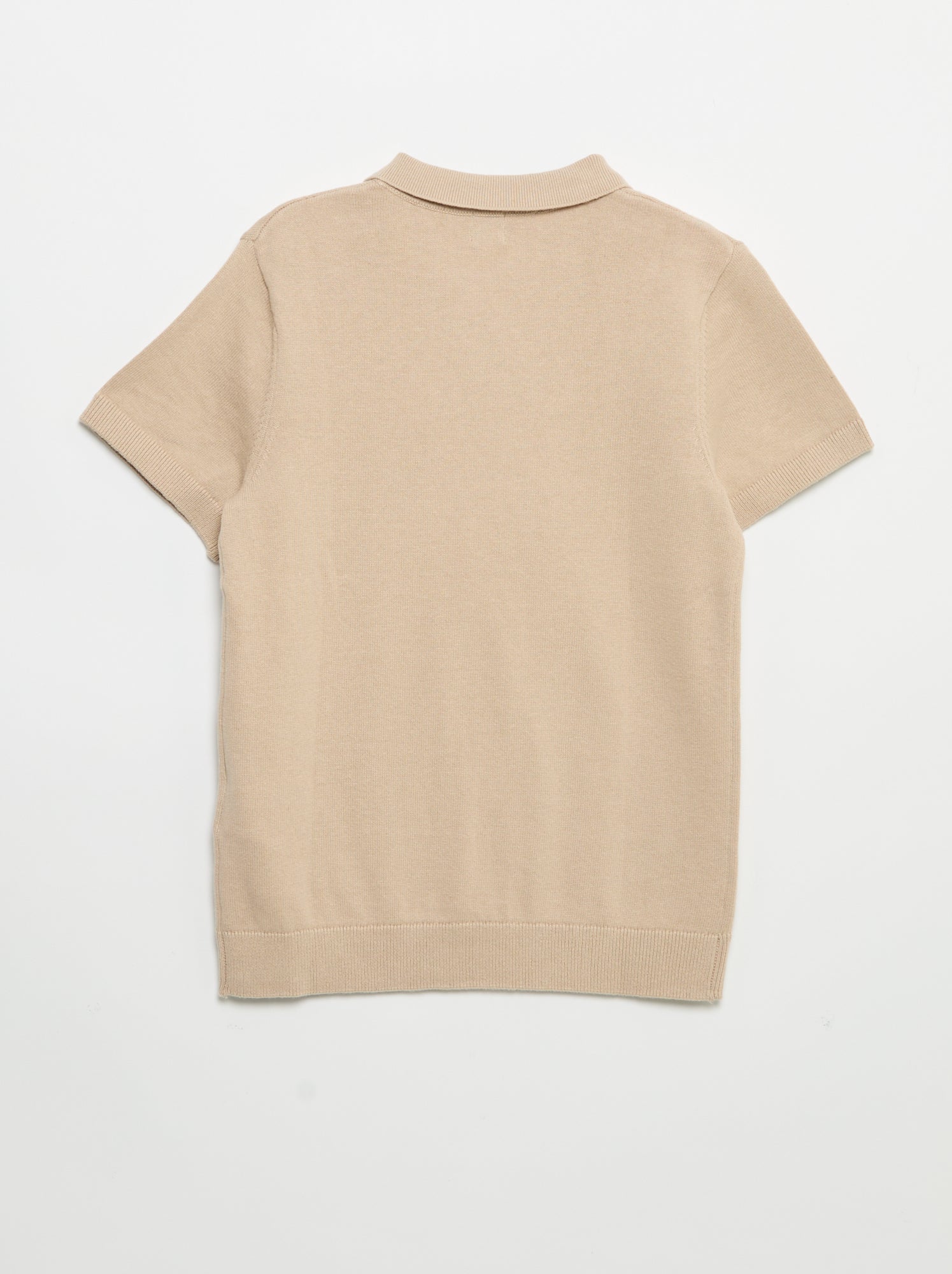 Pull forme polo à manches courtes - Beige