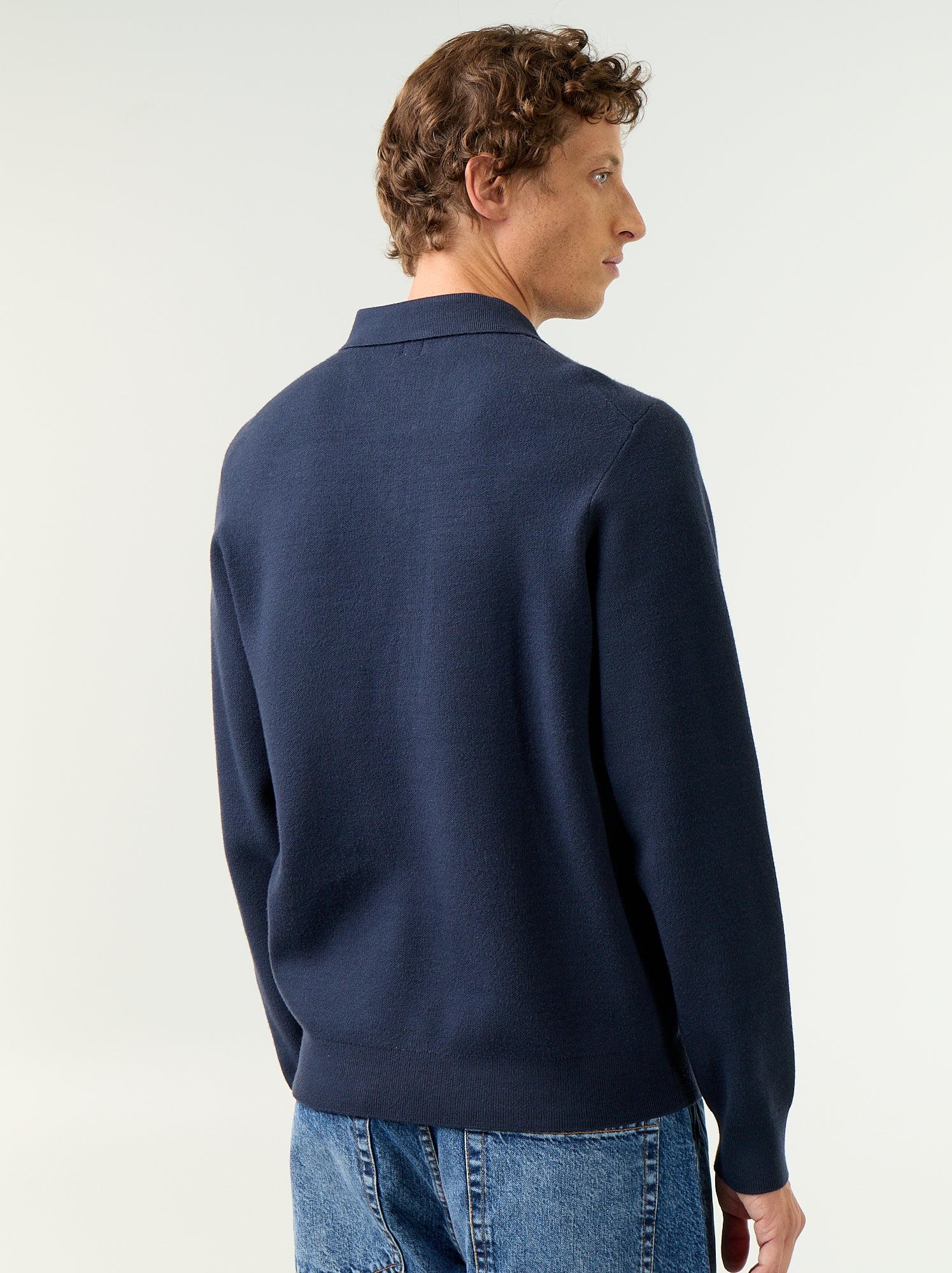 Pull forme polo avec imprimé - Bleu