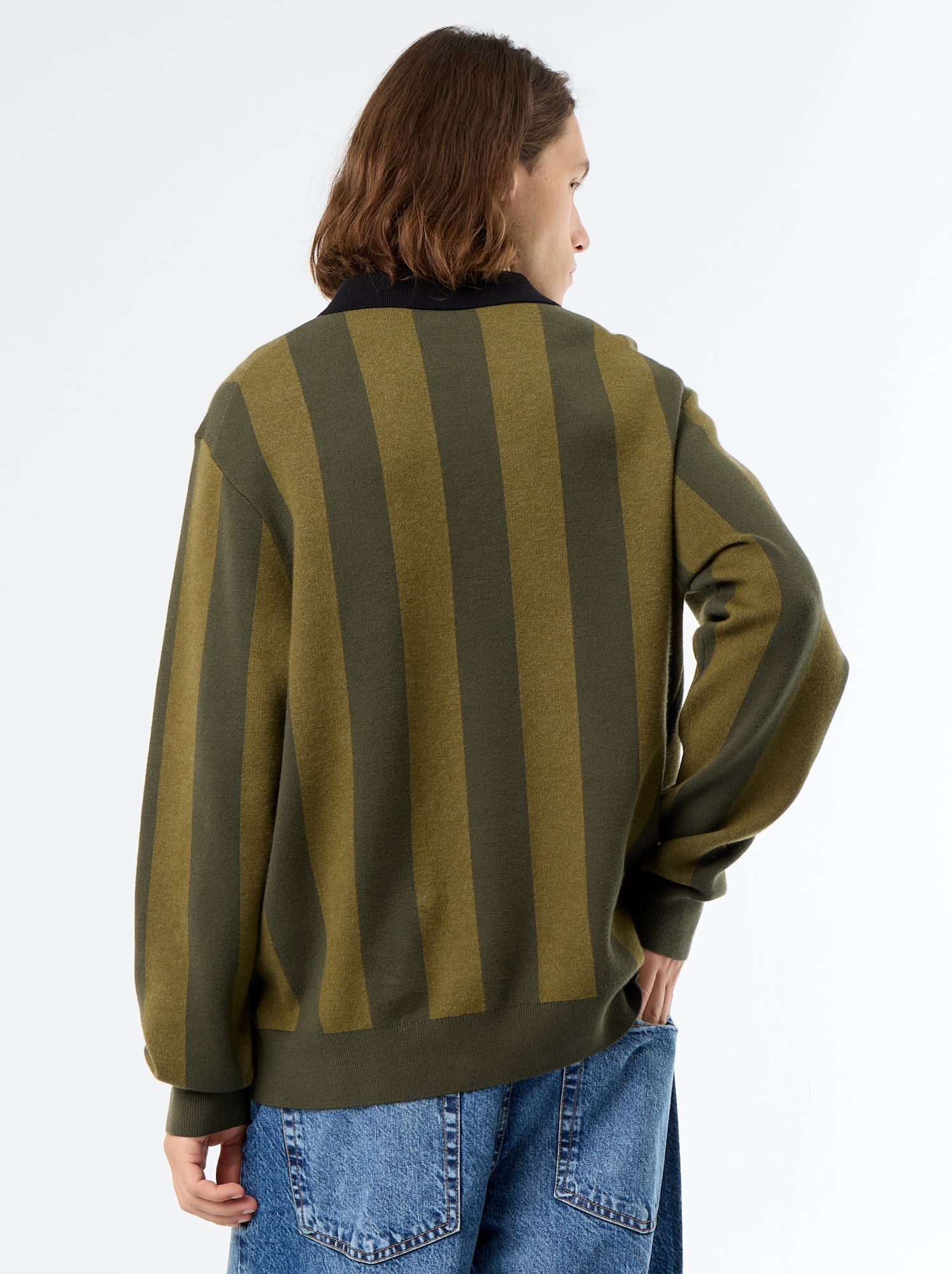 Pull forme polo avec imprimé - Kaki