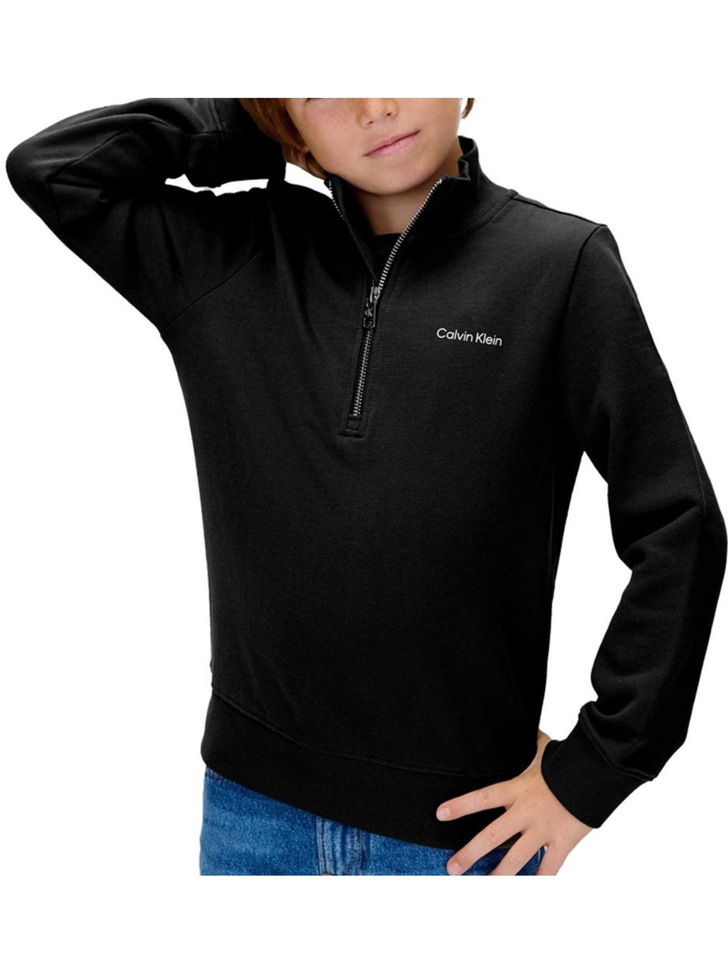 Pull 1/4 de zip garçon calvin klein jeans - Noir