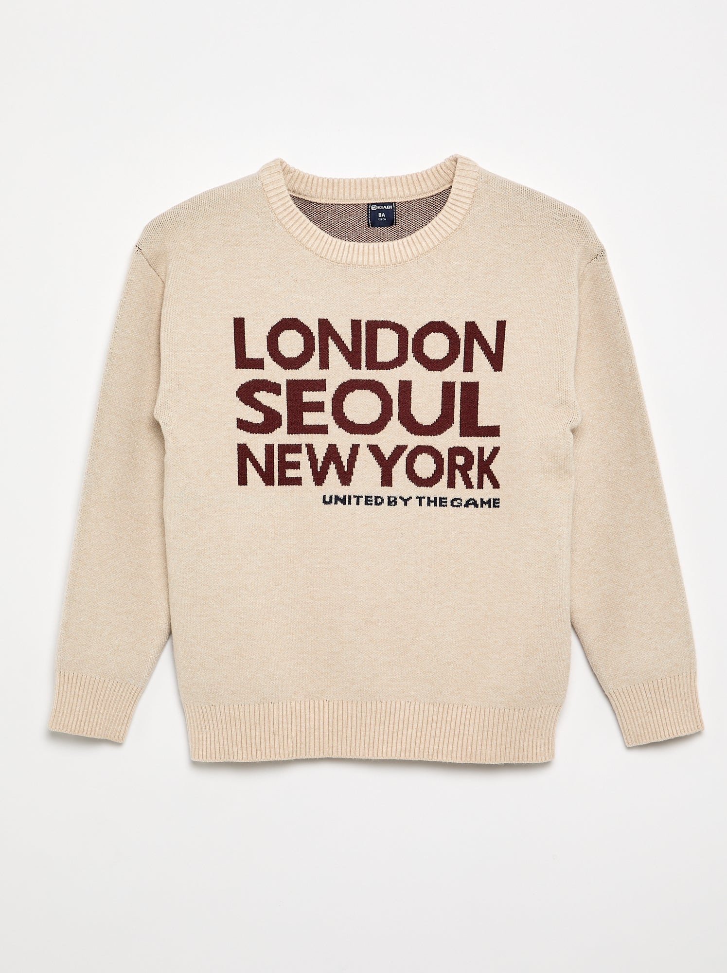 Pull imprimé à manches longues - Beige