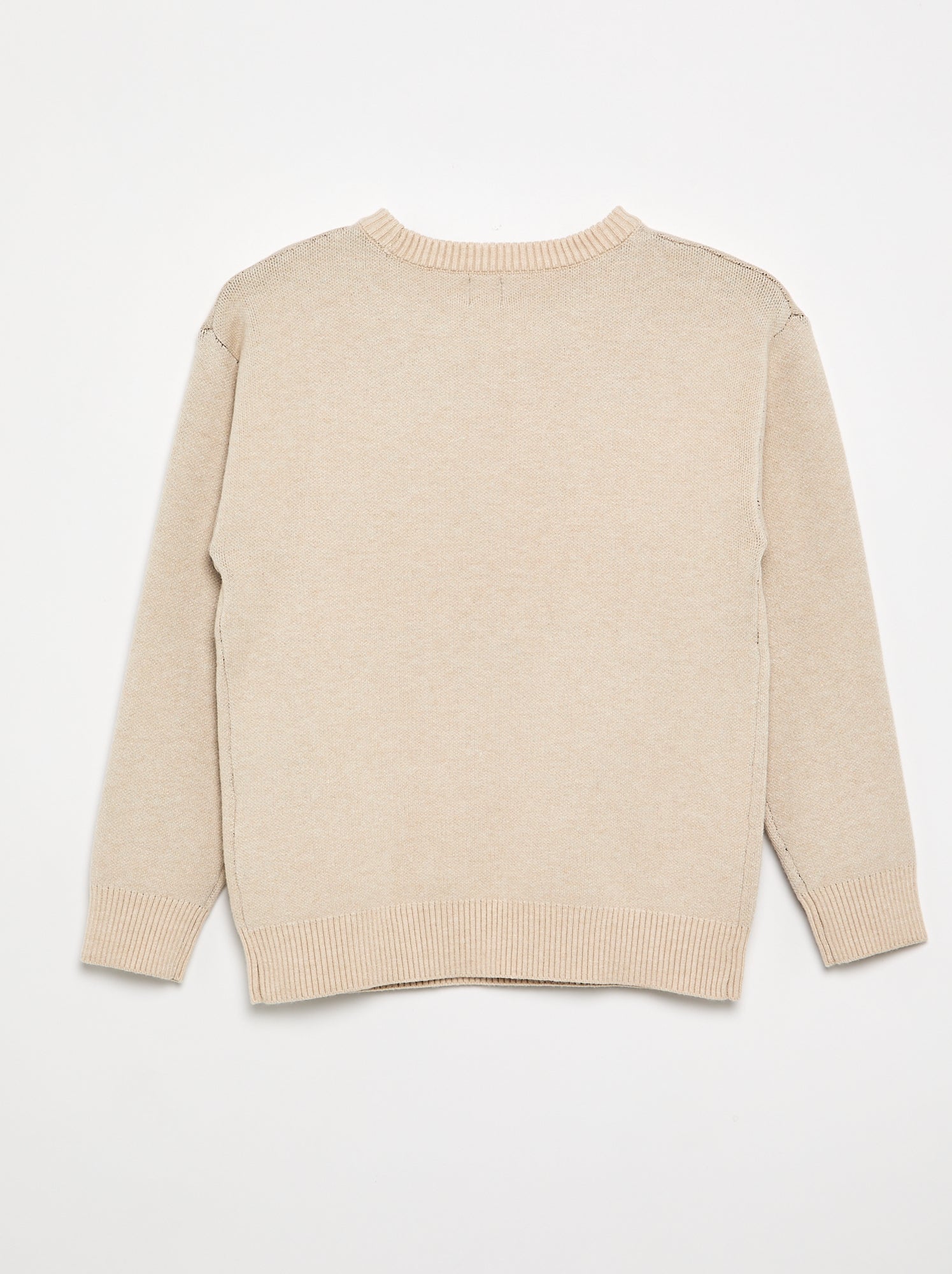 Pull imprimé à manches longues - Beige