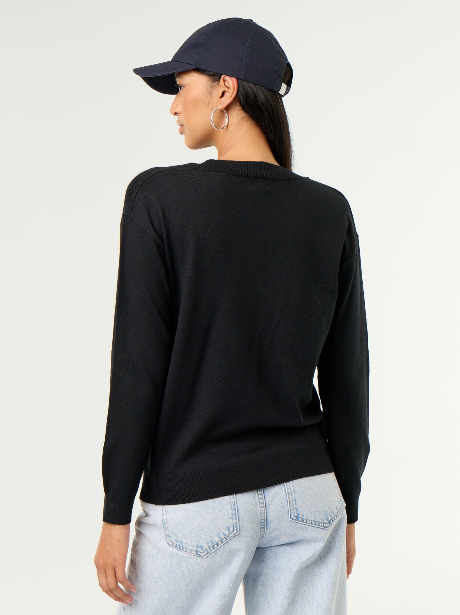 Pull léger à col V - Noir