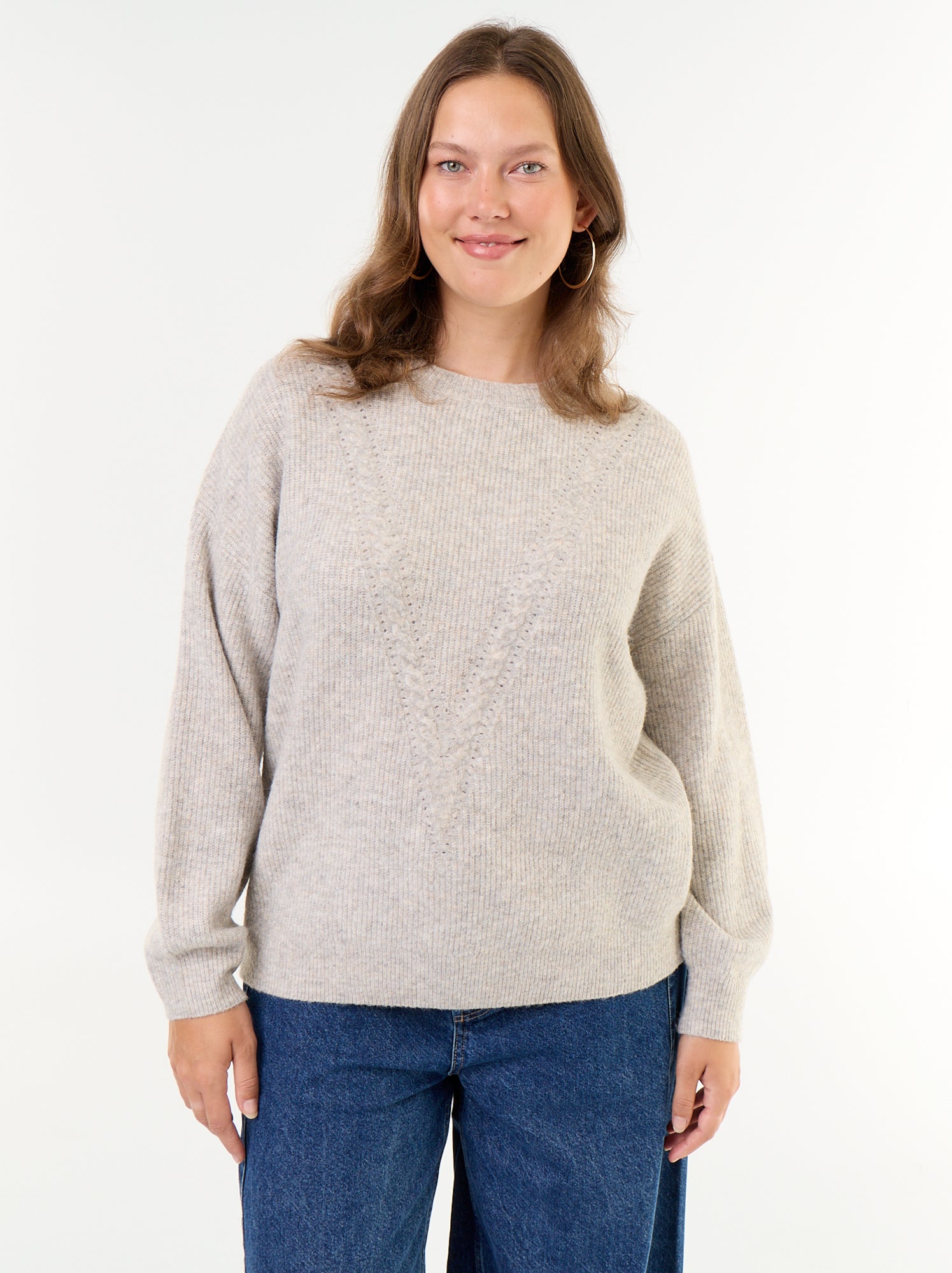 Pull maille torsadée - Beige