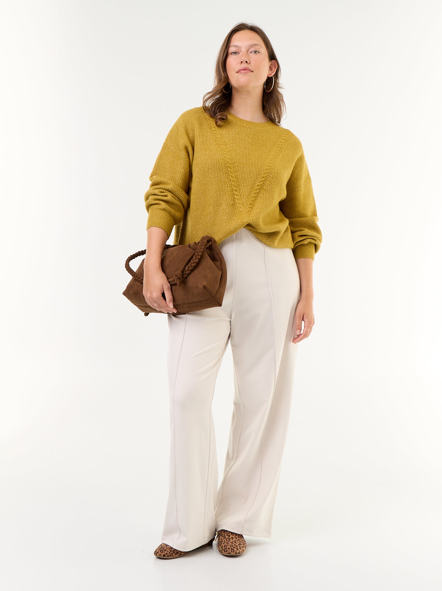 Pull maille torsadée - Jaune
