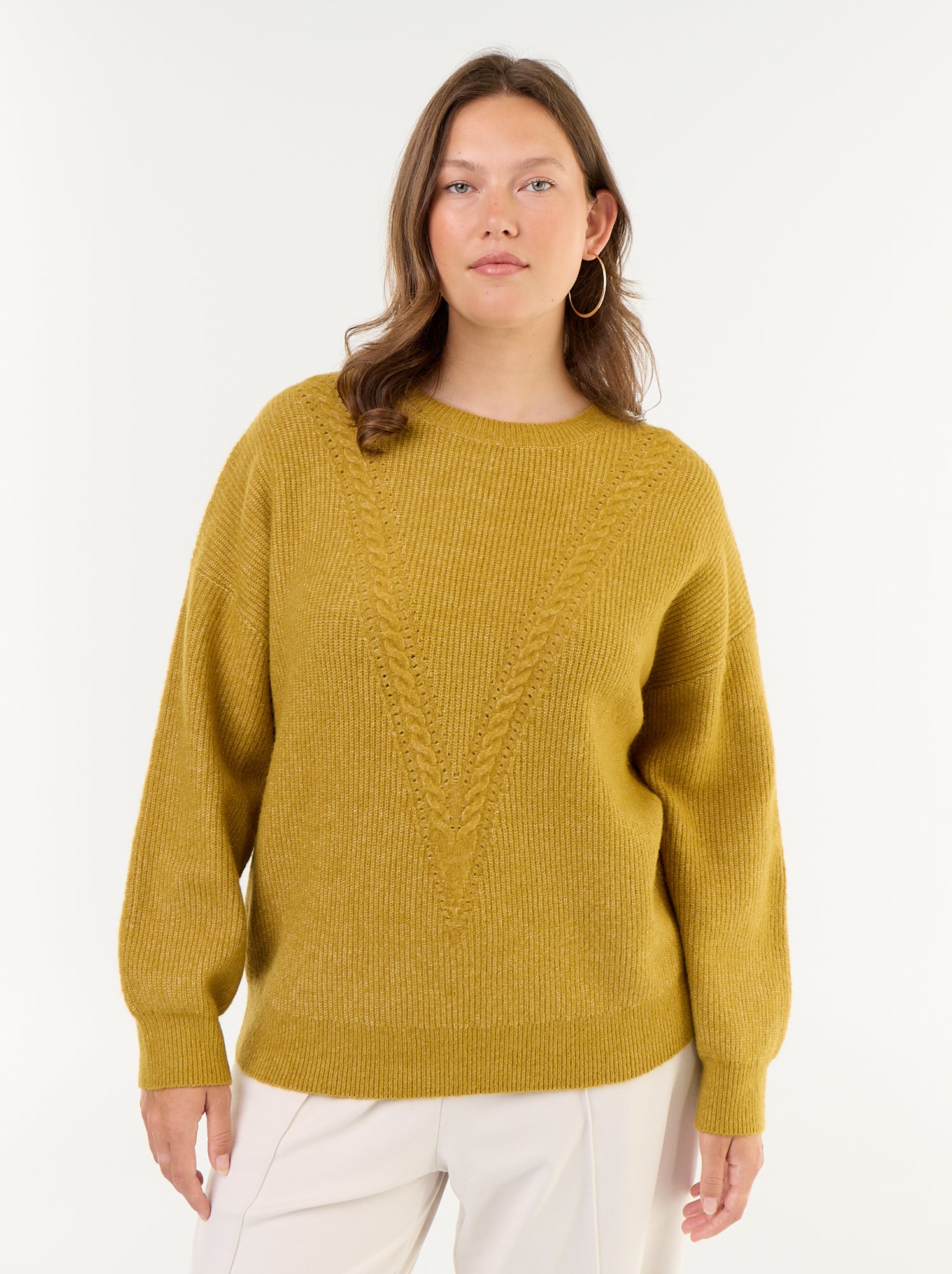 Pull maille torsadée - Jaune