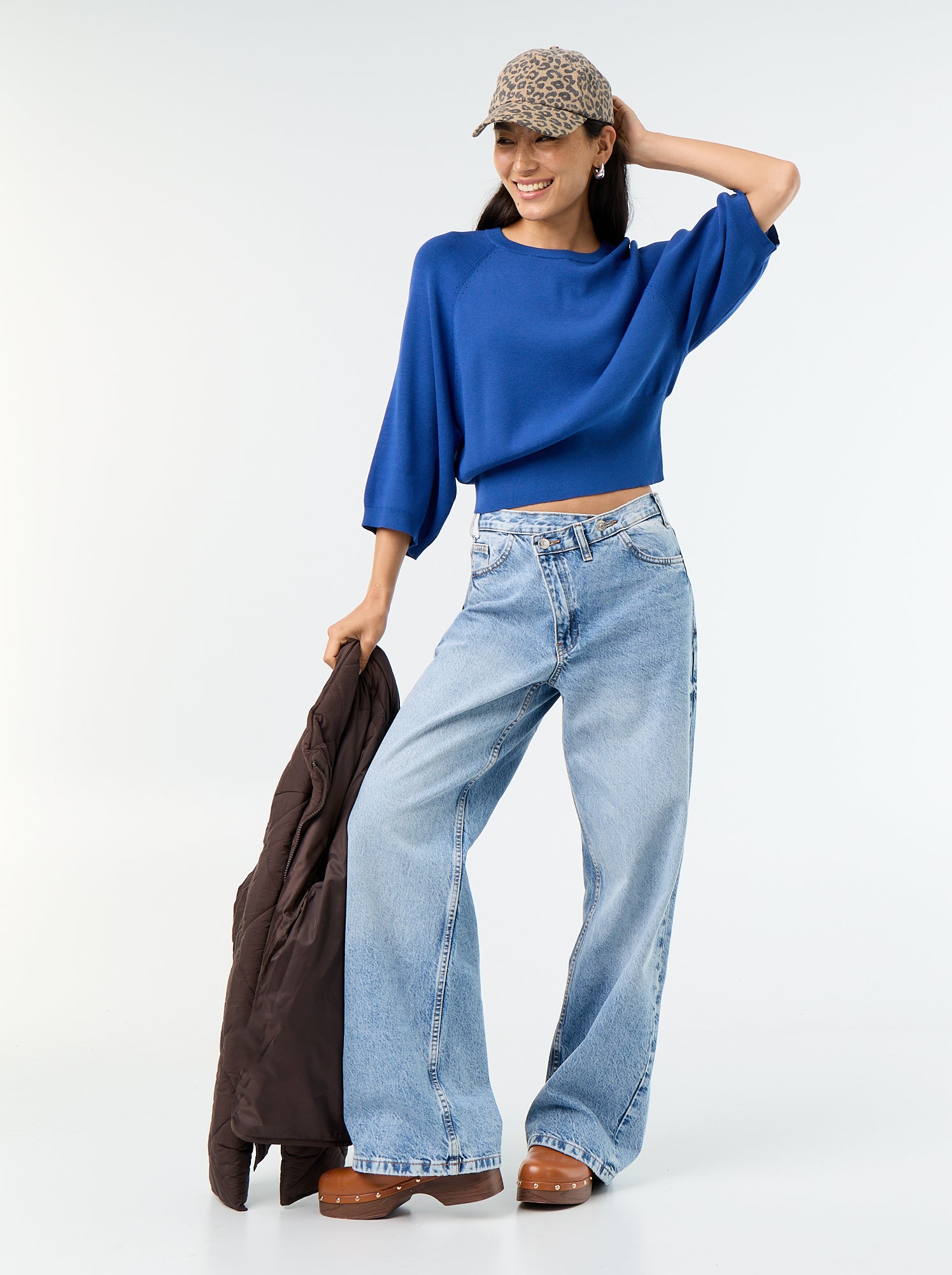 Pull manches courtes 3/4 - Bleu