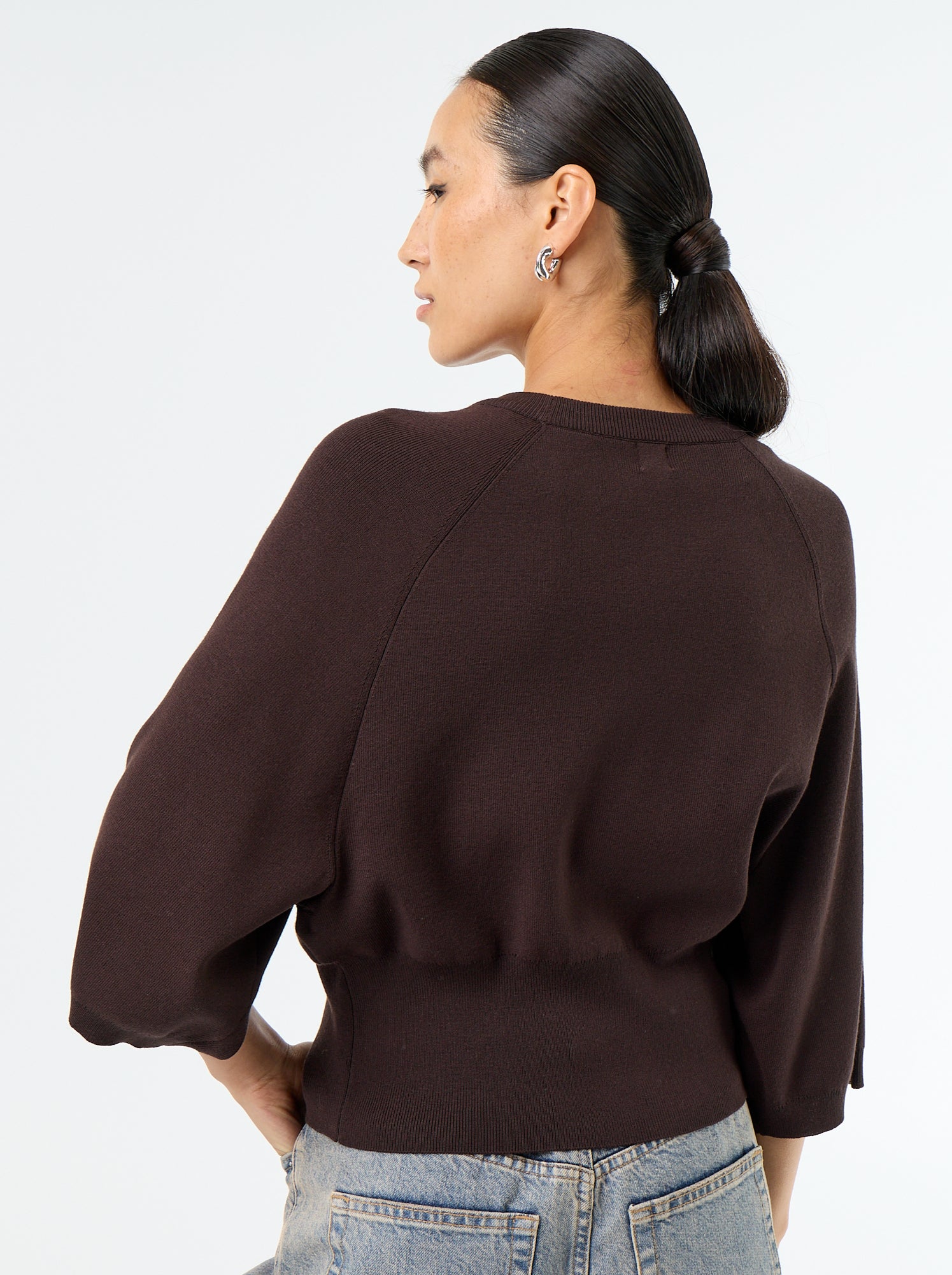 Pull manches courtes 3/4 - Marron