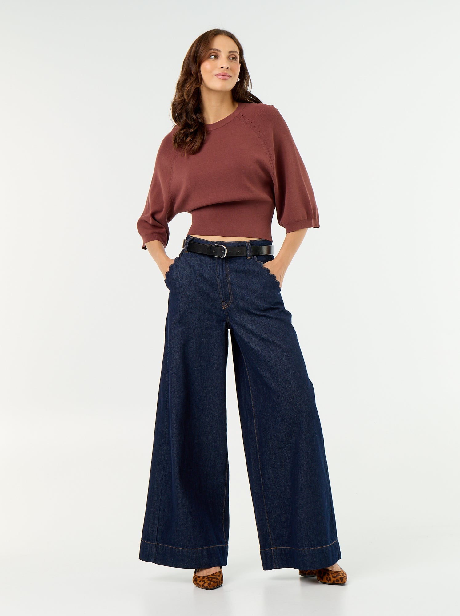 Pull manches courtes 3/4 - Terracotta