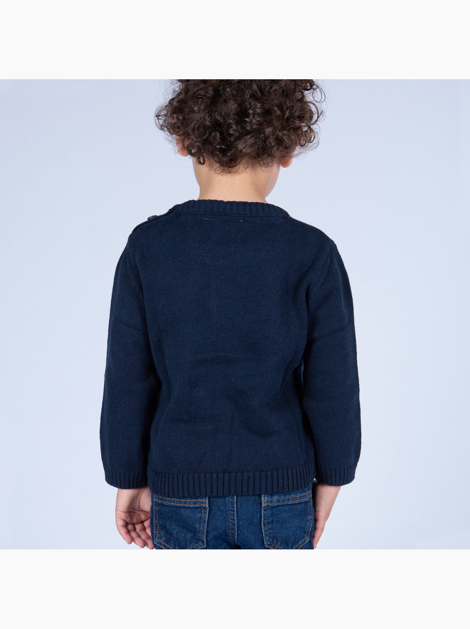 Pull marin enfant 'Breizh Océan', Pull en coton épais garçon ou fille - Bleu marine