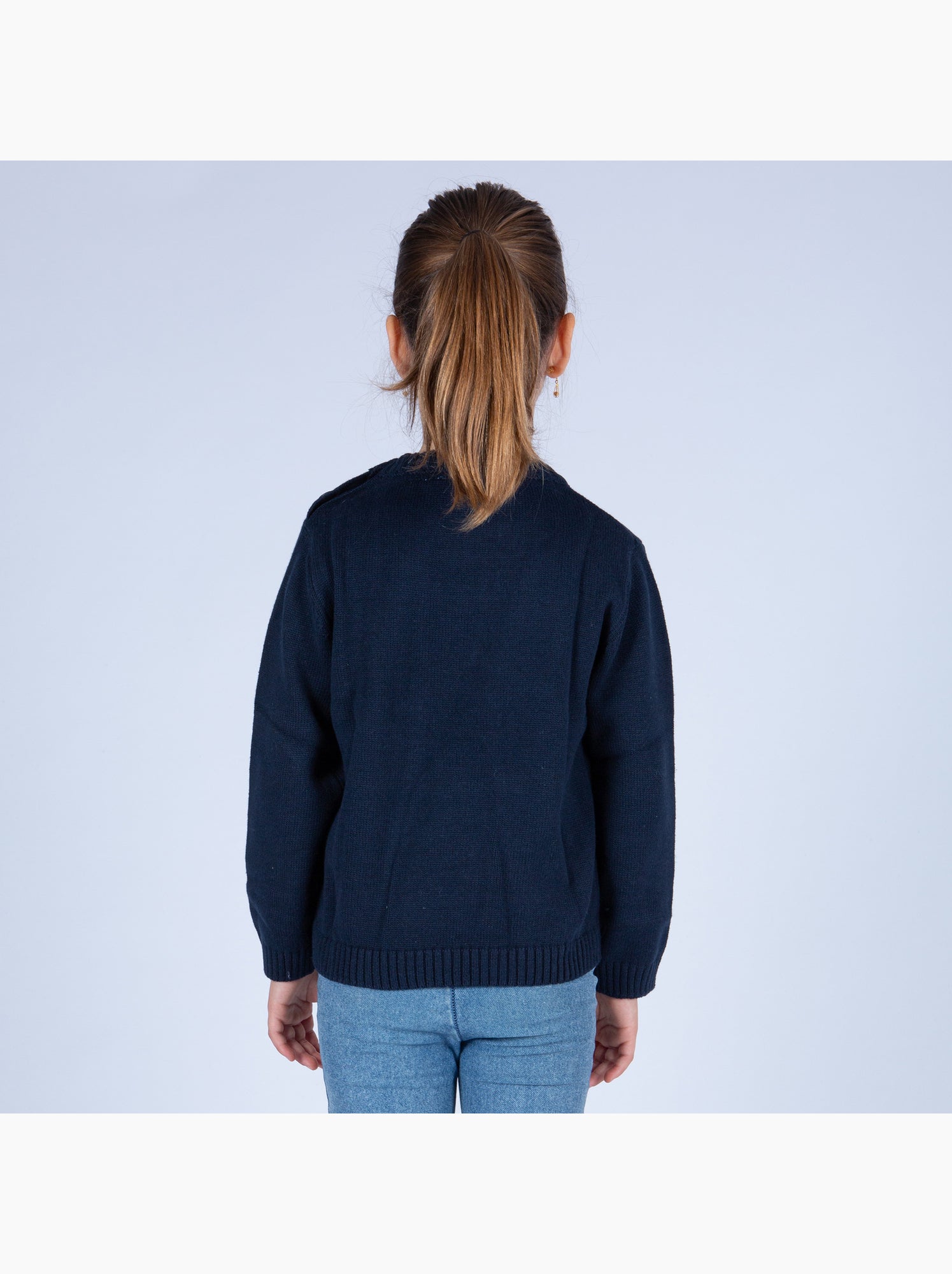 Pull marin enfant 'Breizh Océan', Pull en coton épais garçon ou fille - Bleu marine