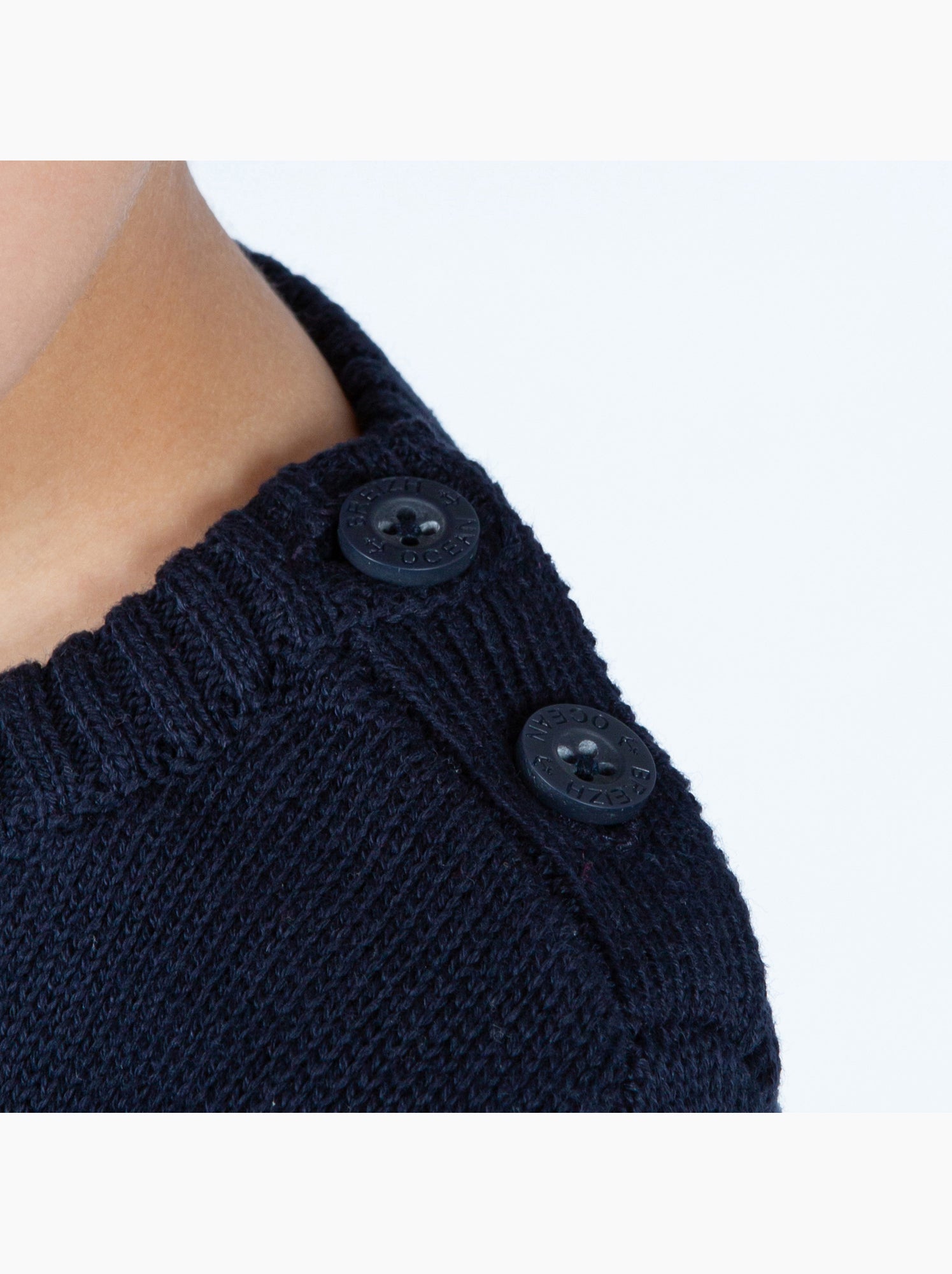 Pull marin enfant 'Breizh Océan', Pull en coton épais garçon ou fille - Marine/Ecru