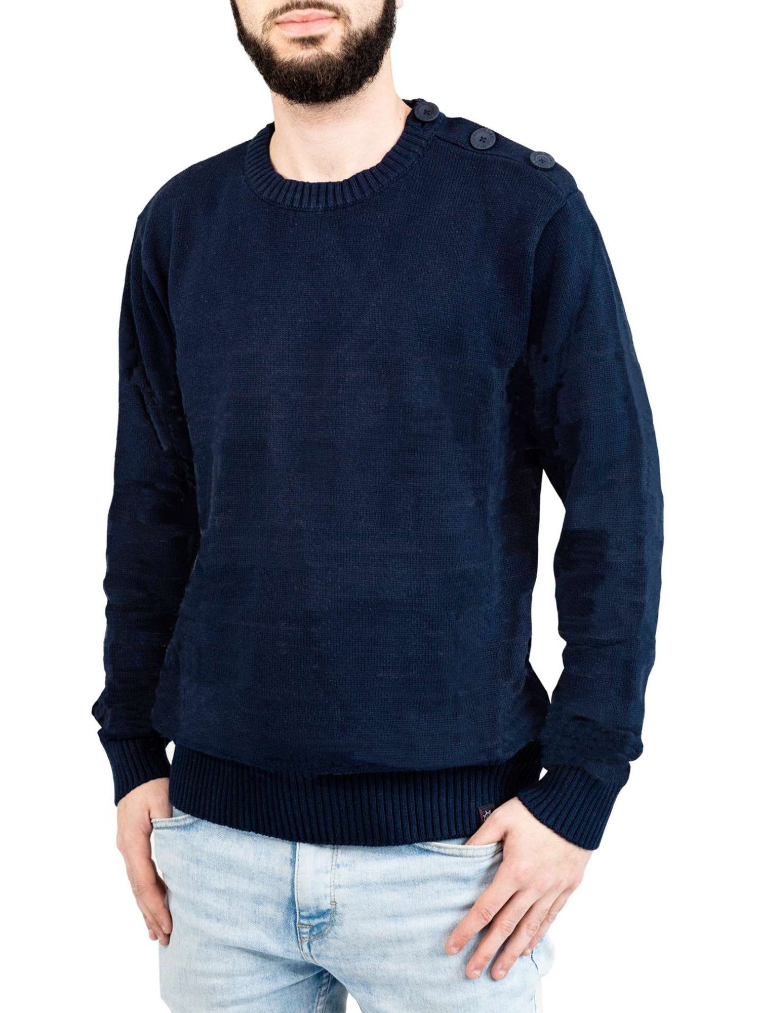 Pull marin homme rayé ou uni 'breizh océan', pull homme hiver - Bleu marine