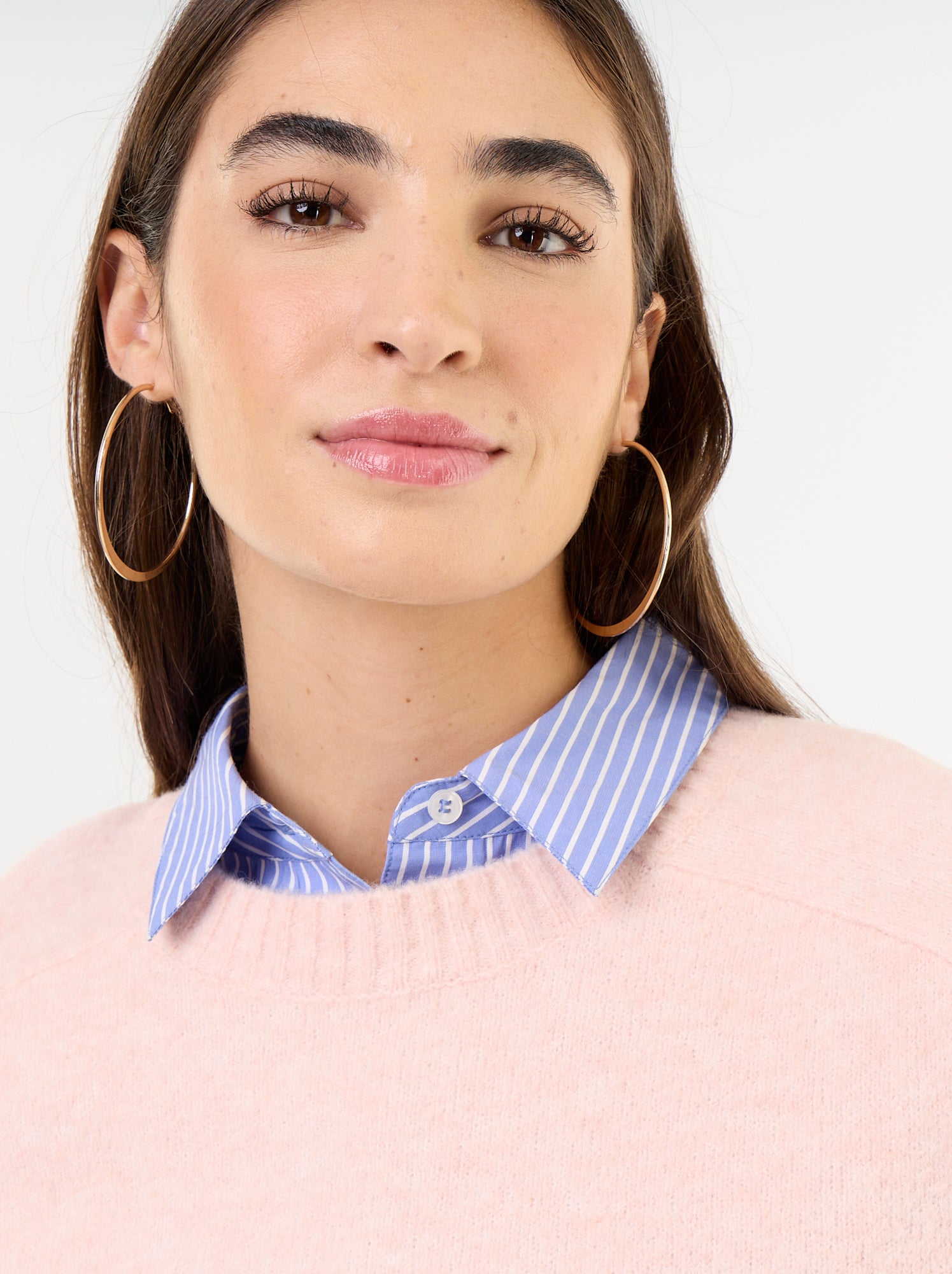 Pull rallongé en maille moulinée - Rose
