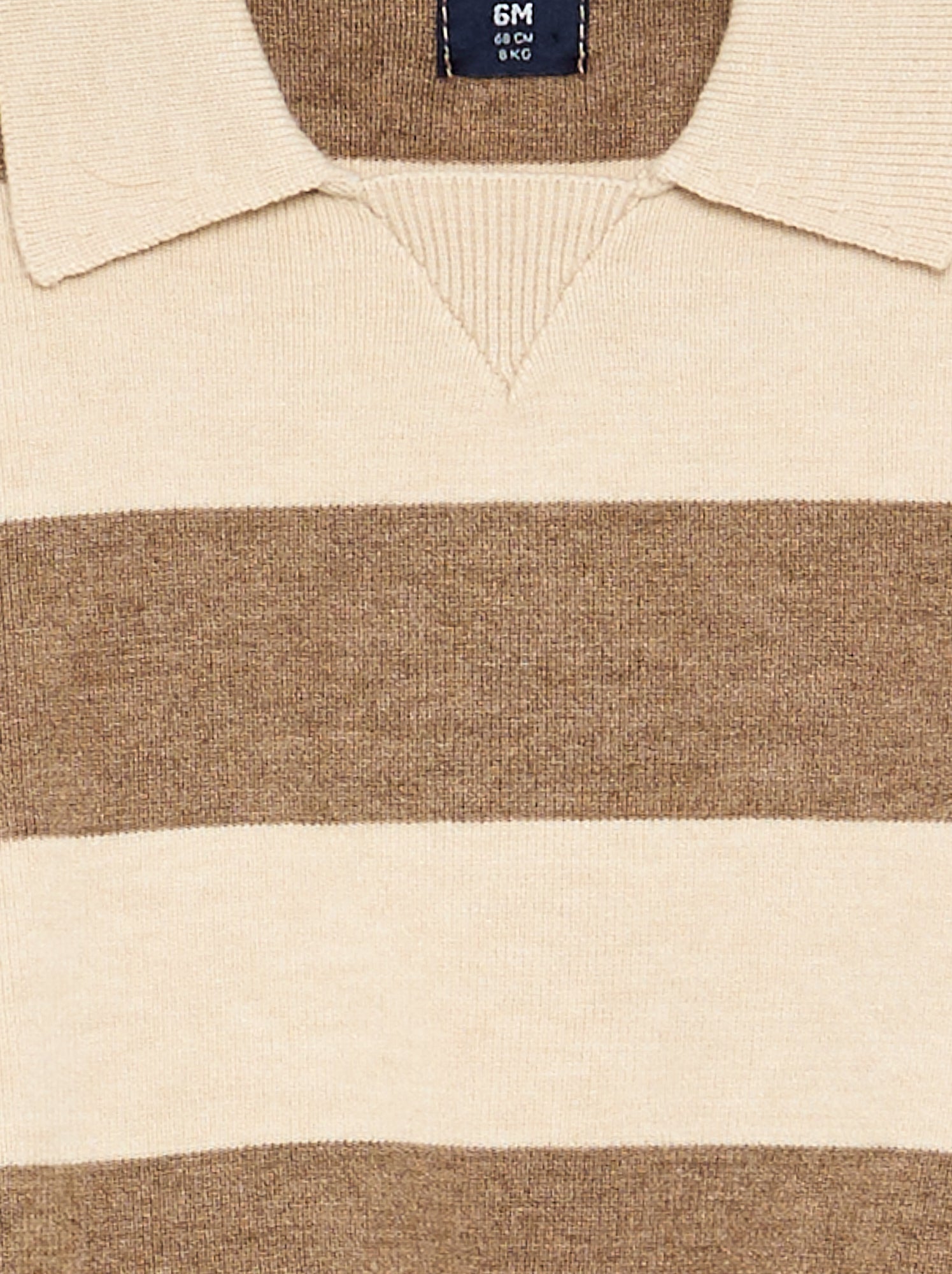 Pull rayé à manches longues et col polo - Beige (GEH49_1)