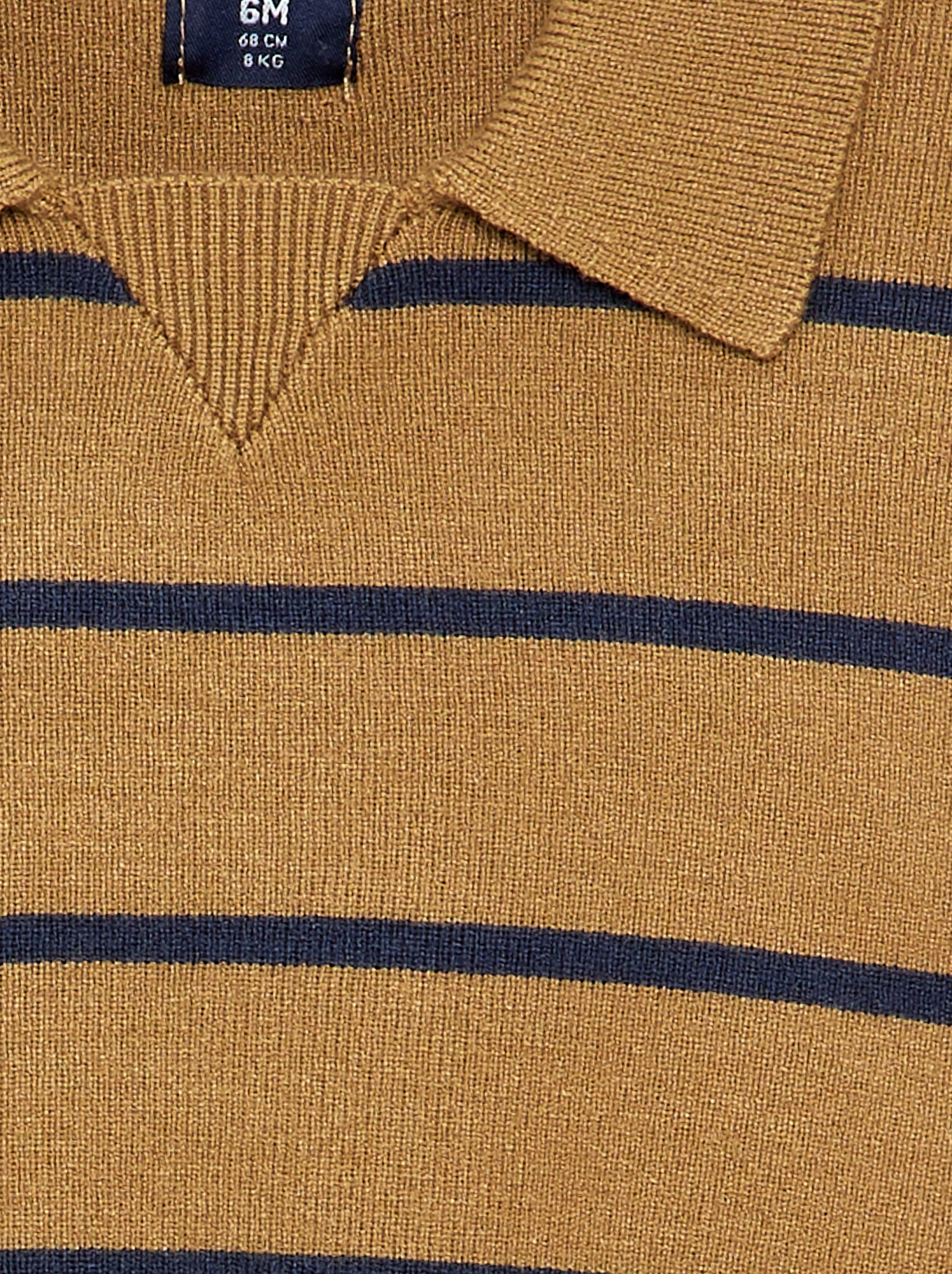 Pull rayé à manches longues et col polo - Beige (GEH49_2)