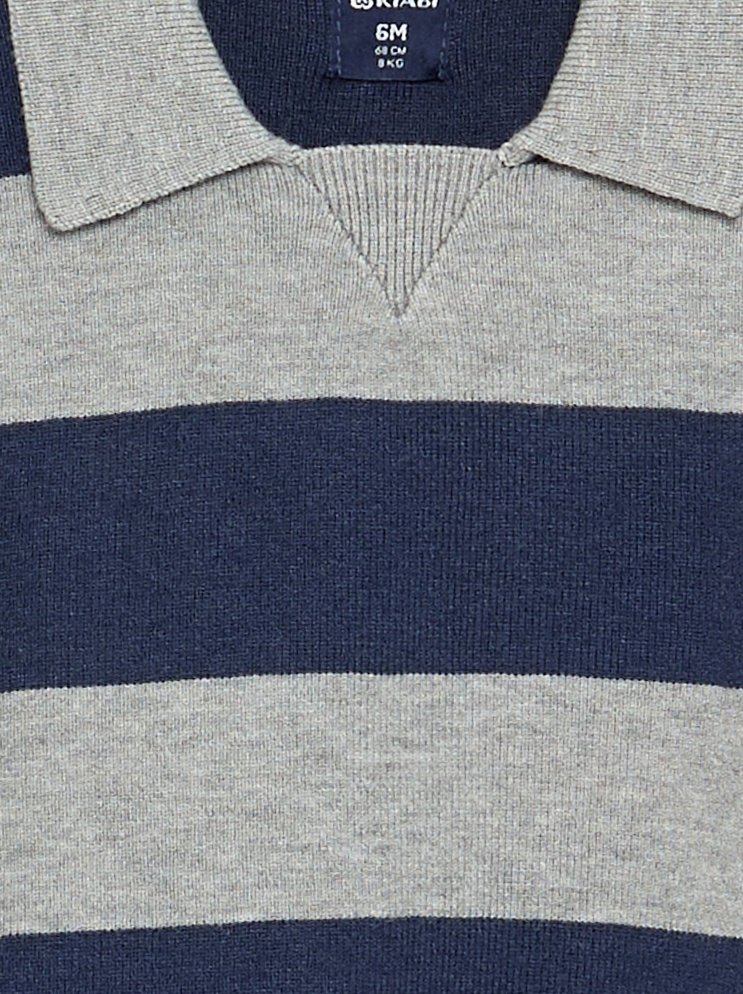Pull rayé à manches longues et col polo - Bleu
