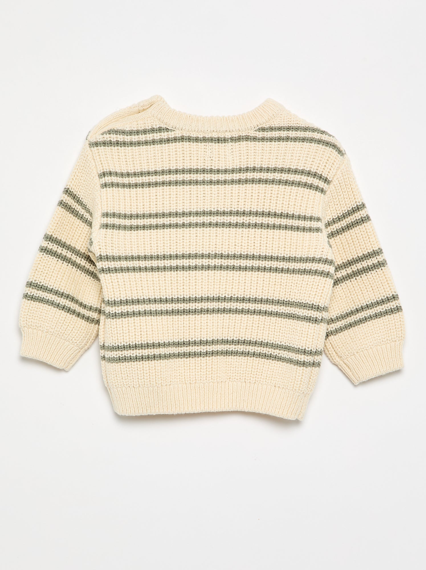 Pull rayé avec boutonnage épaule - Blanc