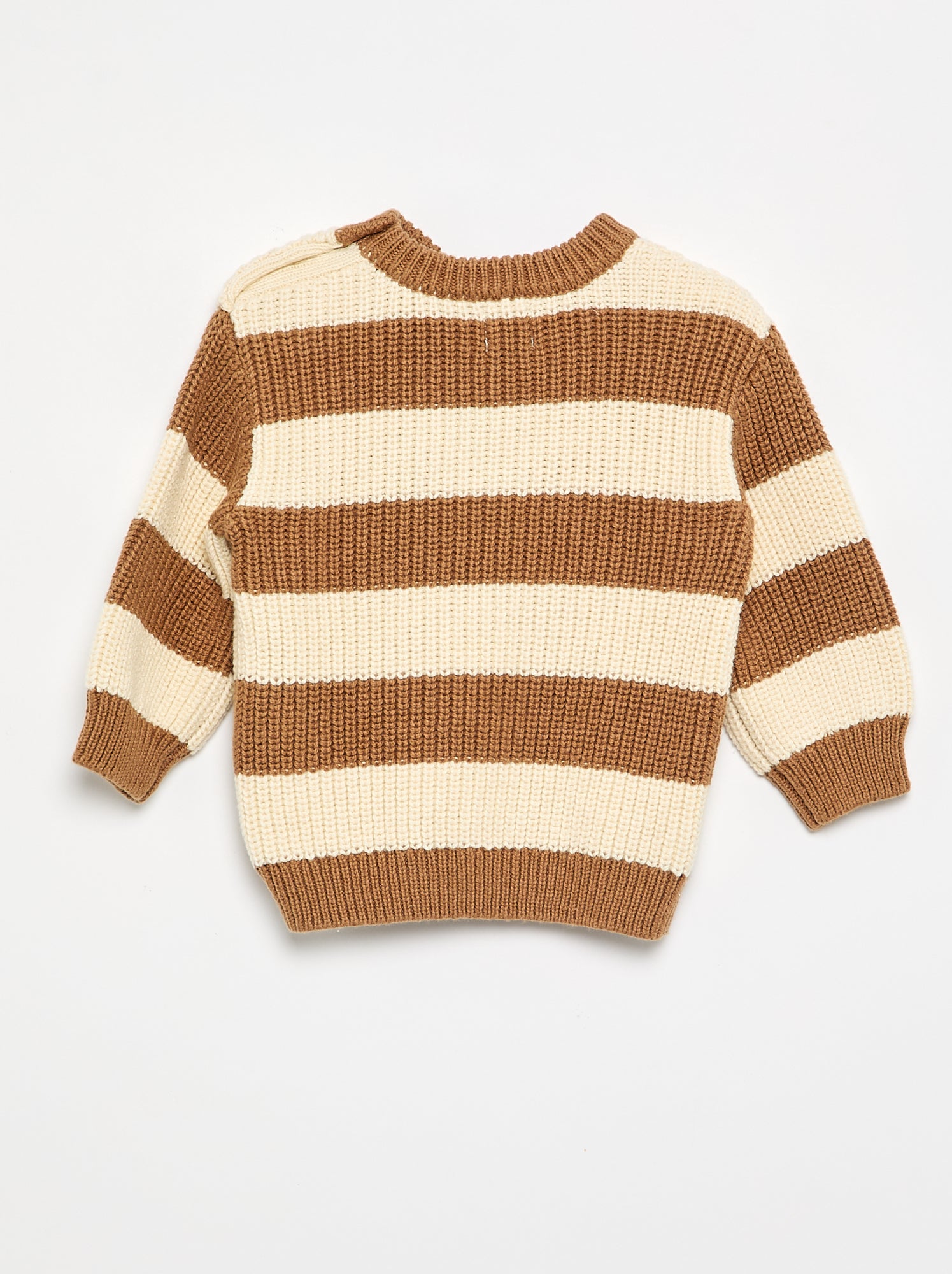 Pull rayé avec boutonnage épaule - Marron (GFM06_2)