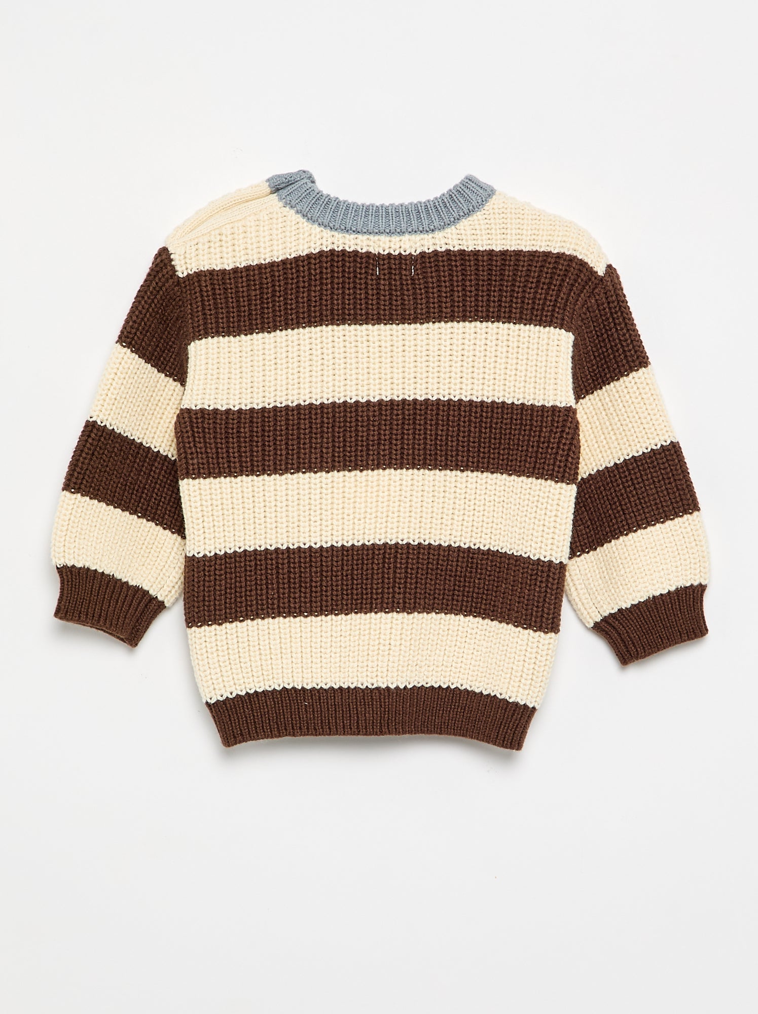 Pull rayé avec boutonnage épaule - Marron (GFM06_3)
