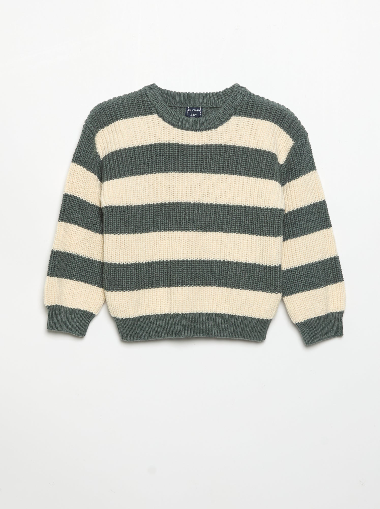 Pull rayé avec boutonnage épaule - Vert