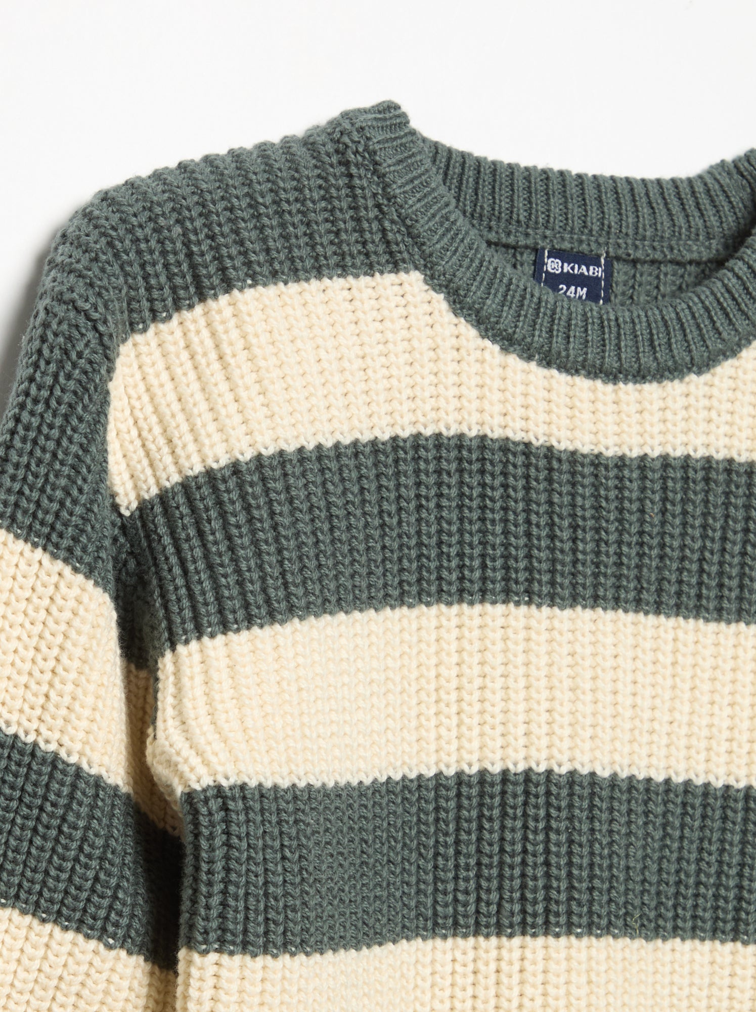 Pull rayé avec boutonnage épaule - Vert