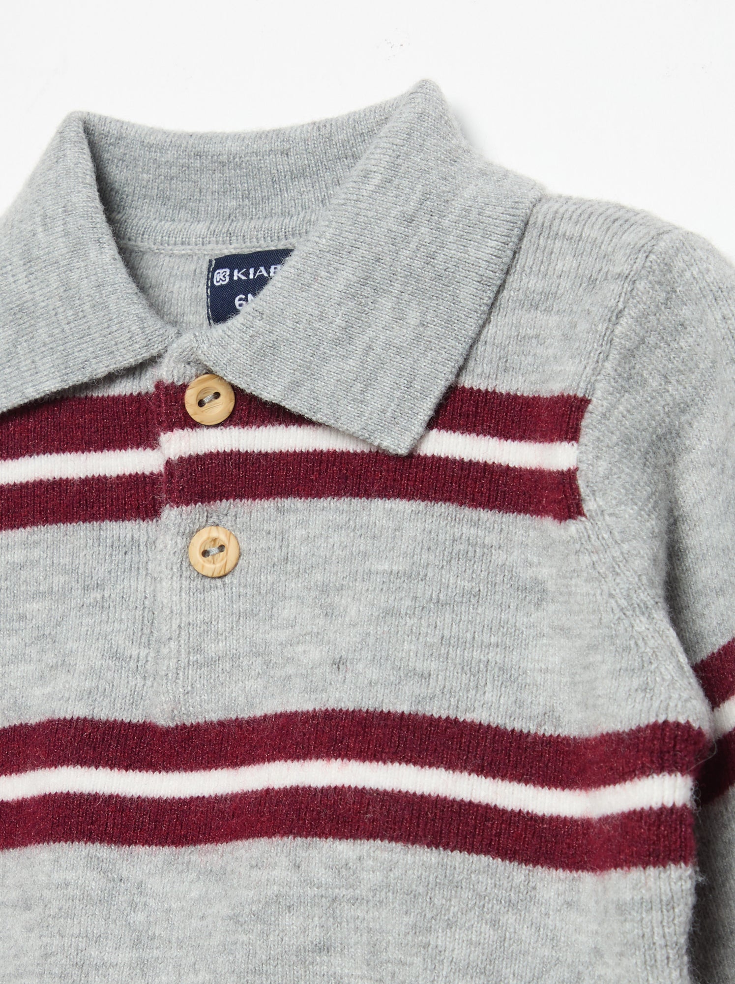 Pull rayé avec col polo - Gris