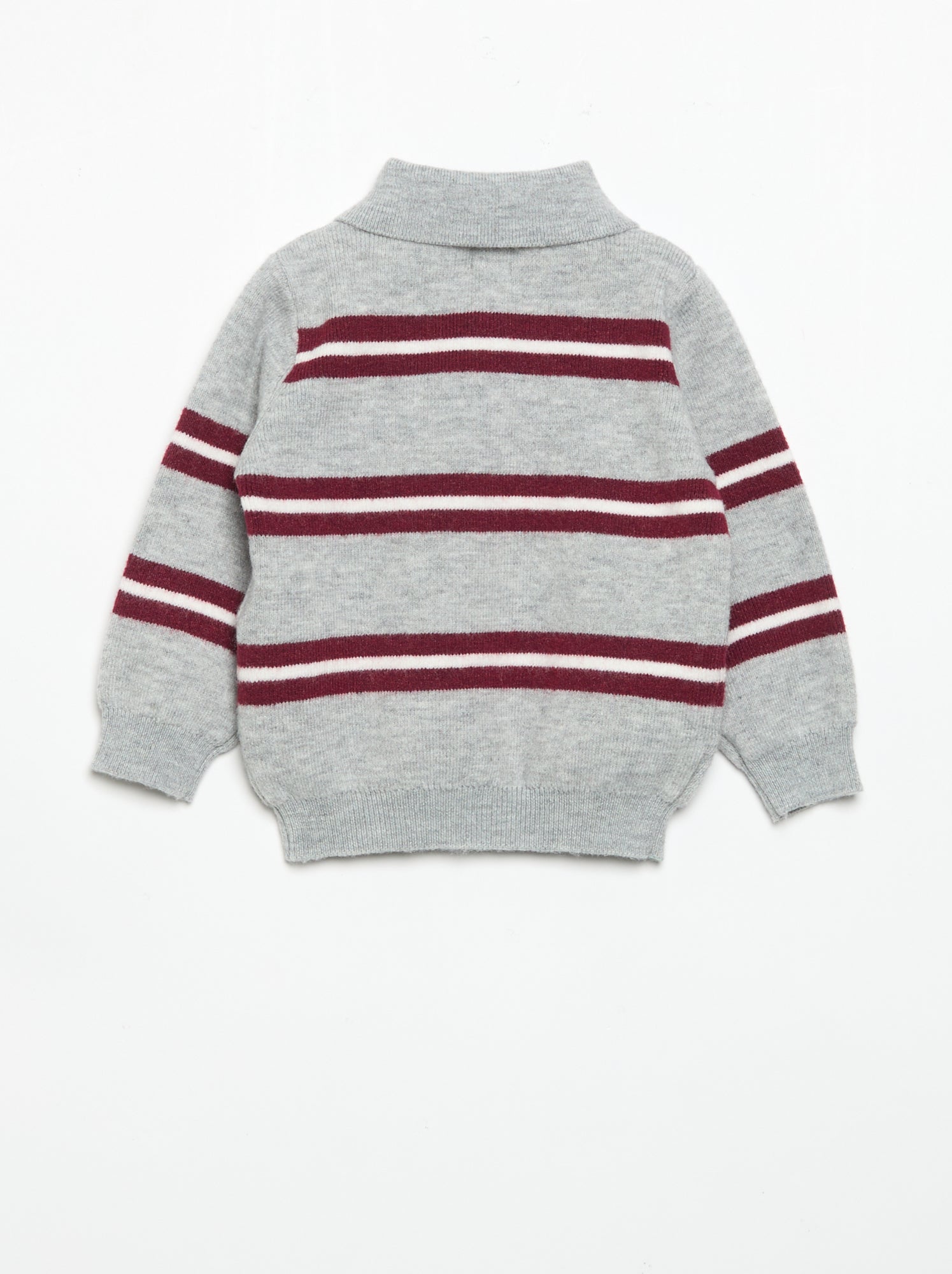 Pull rayé avec col polo - Gris