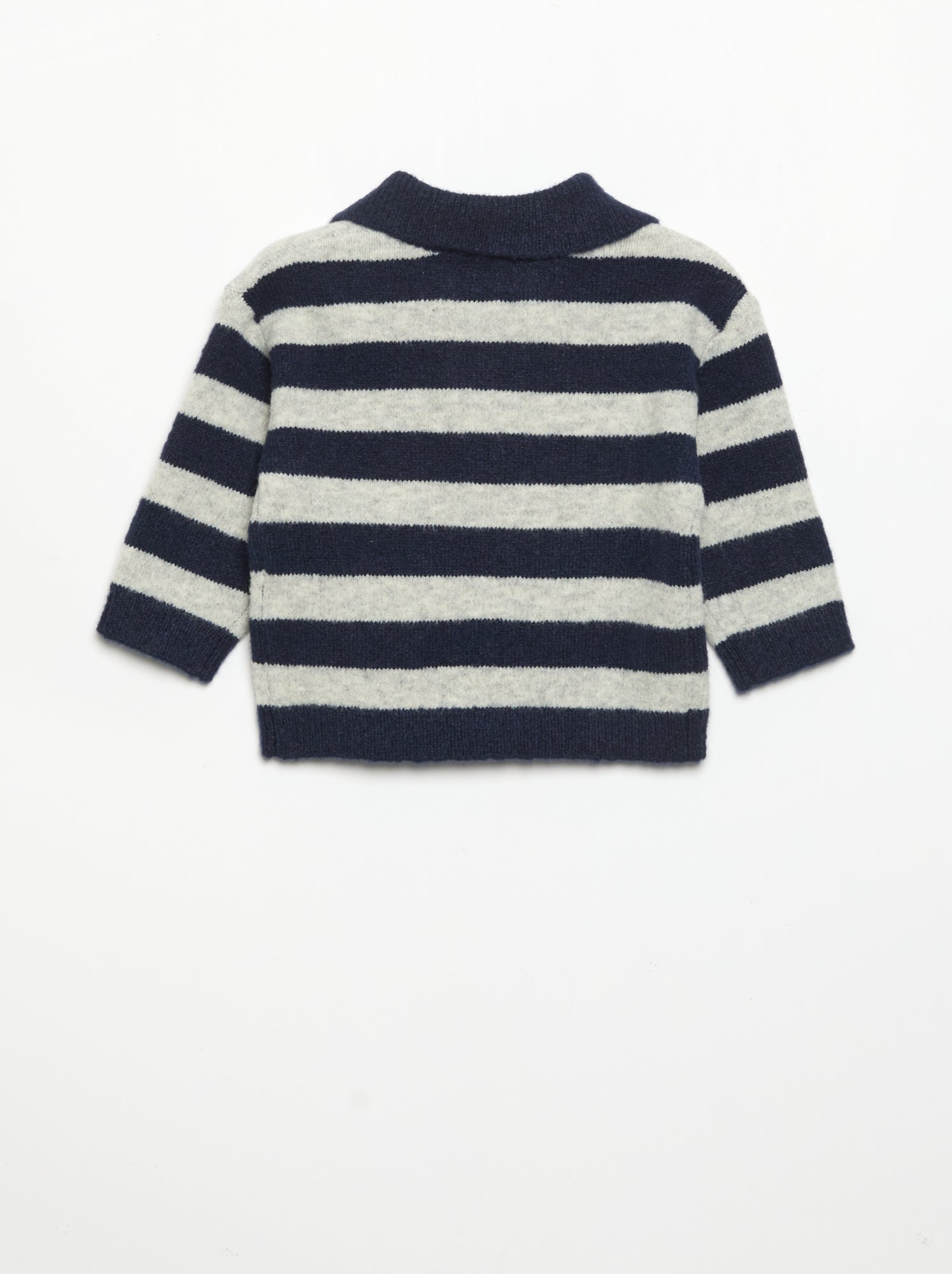 Pull rayé avec col polo non boutonné - Bleu