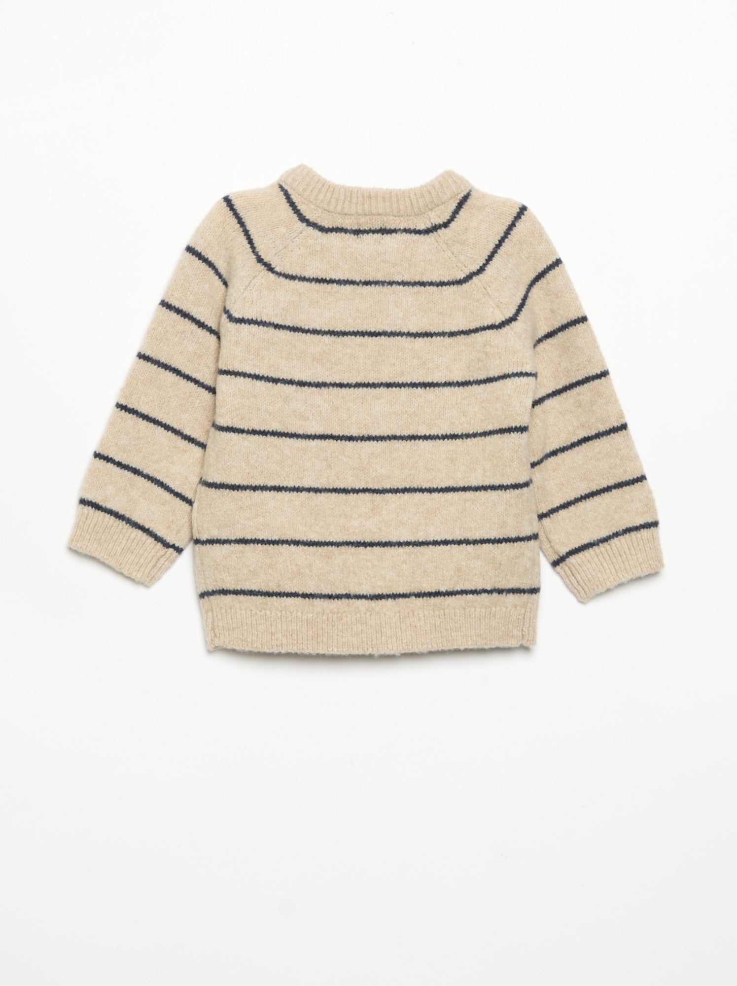 Pull rayé avec ouverture boutonnée au col - Beige