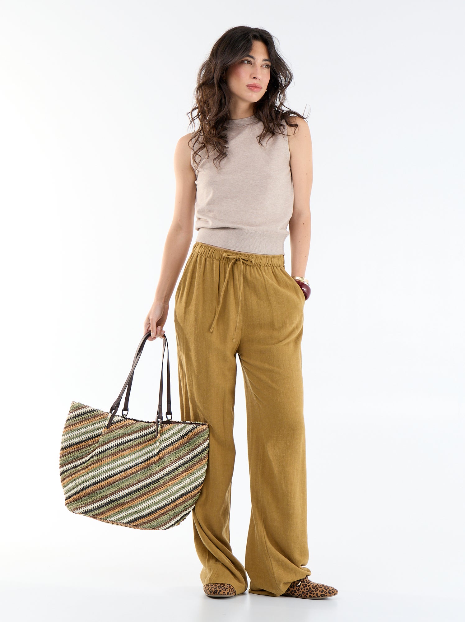 Pull sans manches à col rond - Beige