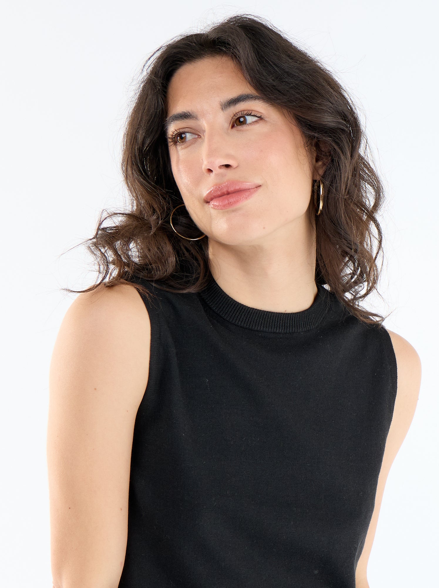 Pull sans manches à col rond - Noir