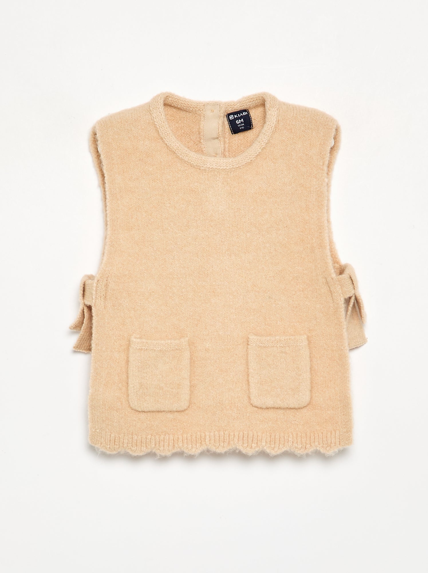 Pull sans manches avec écharpe amovible - Beige
