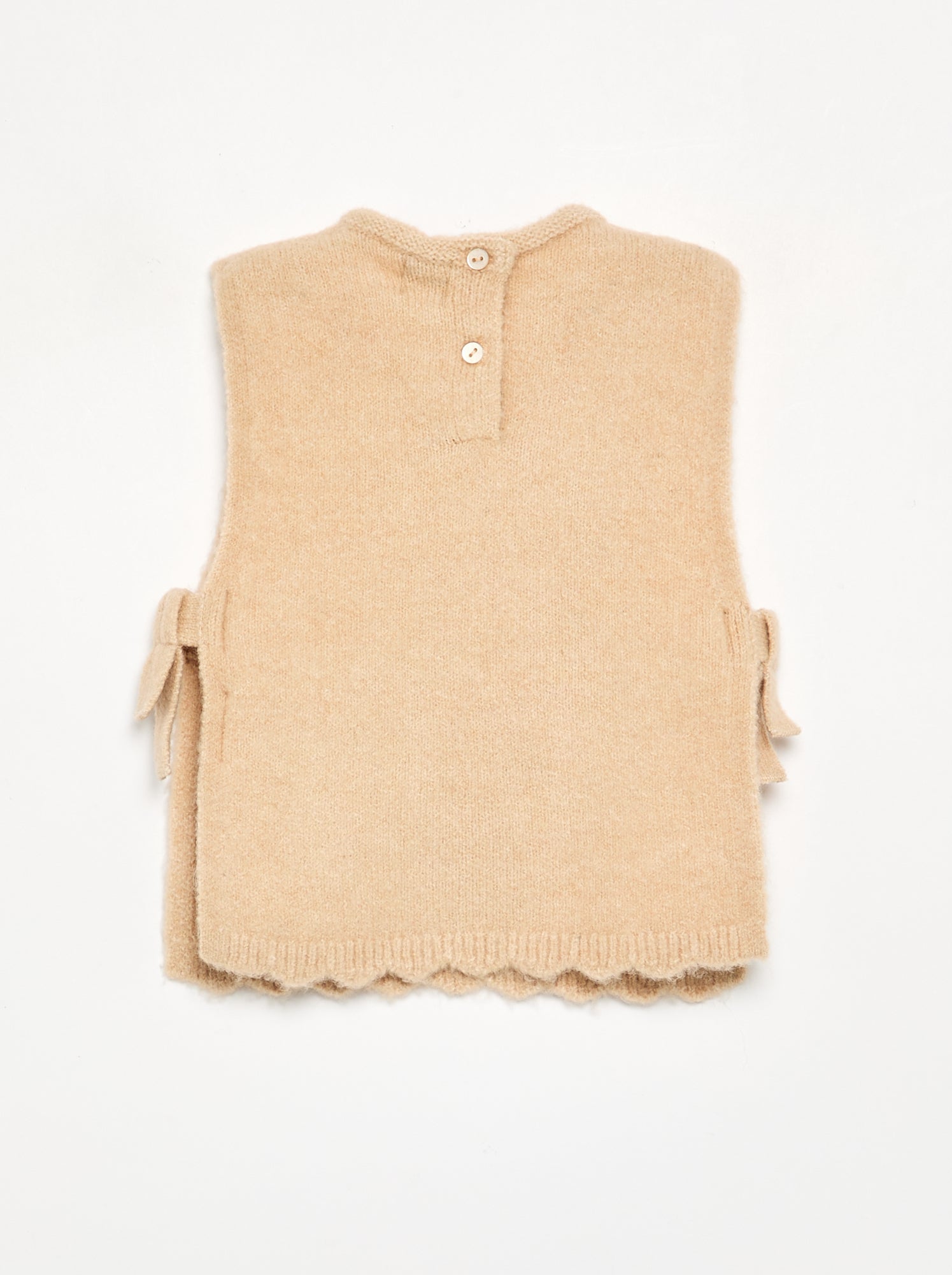 Pull sans manches avec écharpe amovible - Beige