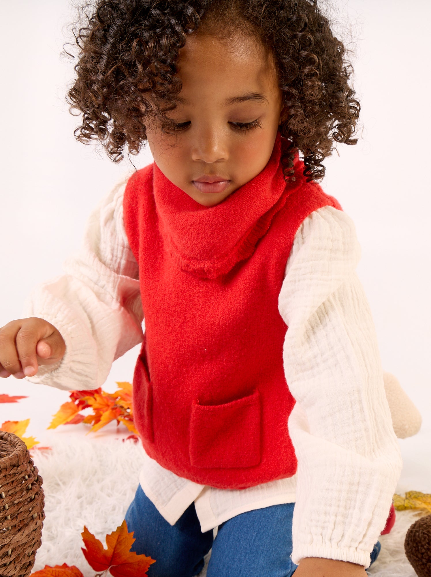 Pull sans manches avec écharpe amovible - Rouge