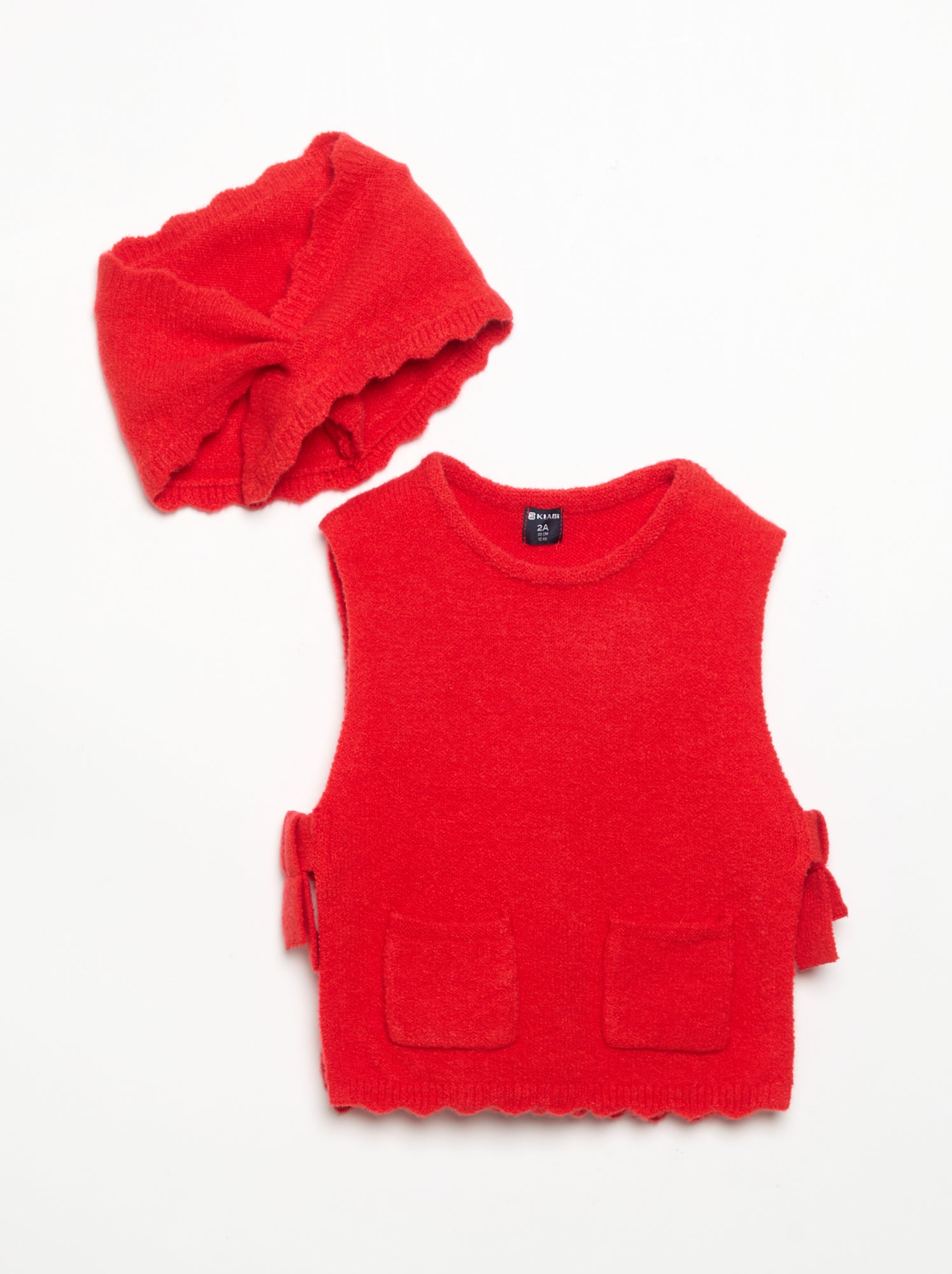 Pull sans manches avec écharpe amovible - Rouge