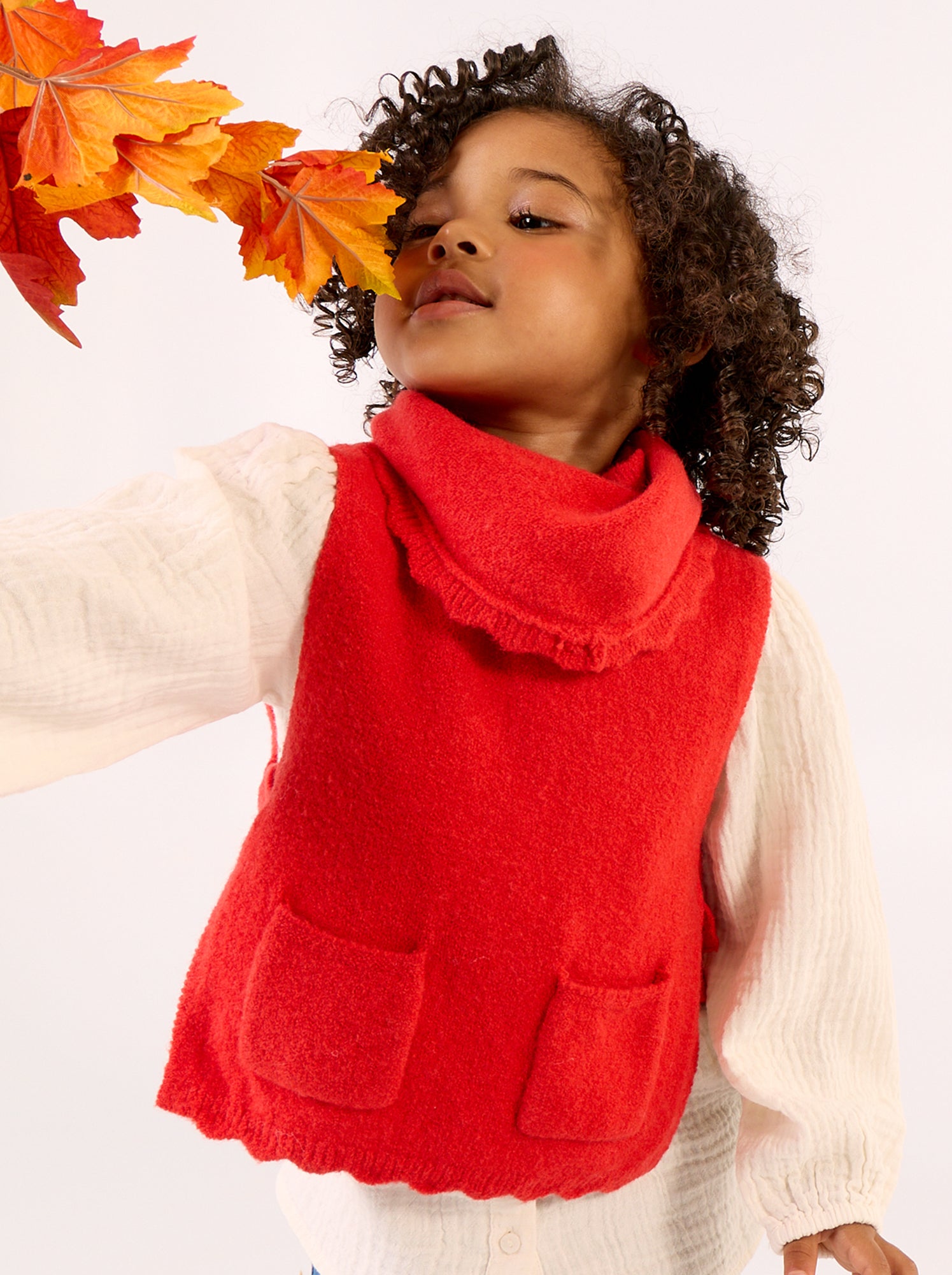 Pull sans manches avec écharpe amovible - Rouge