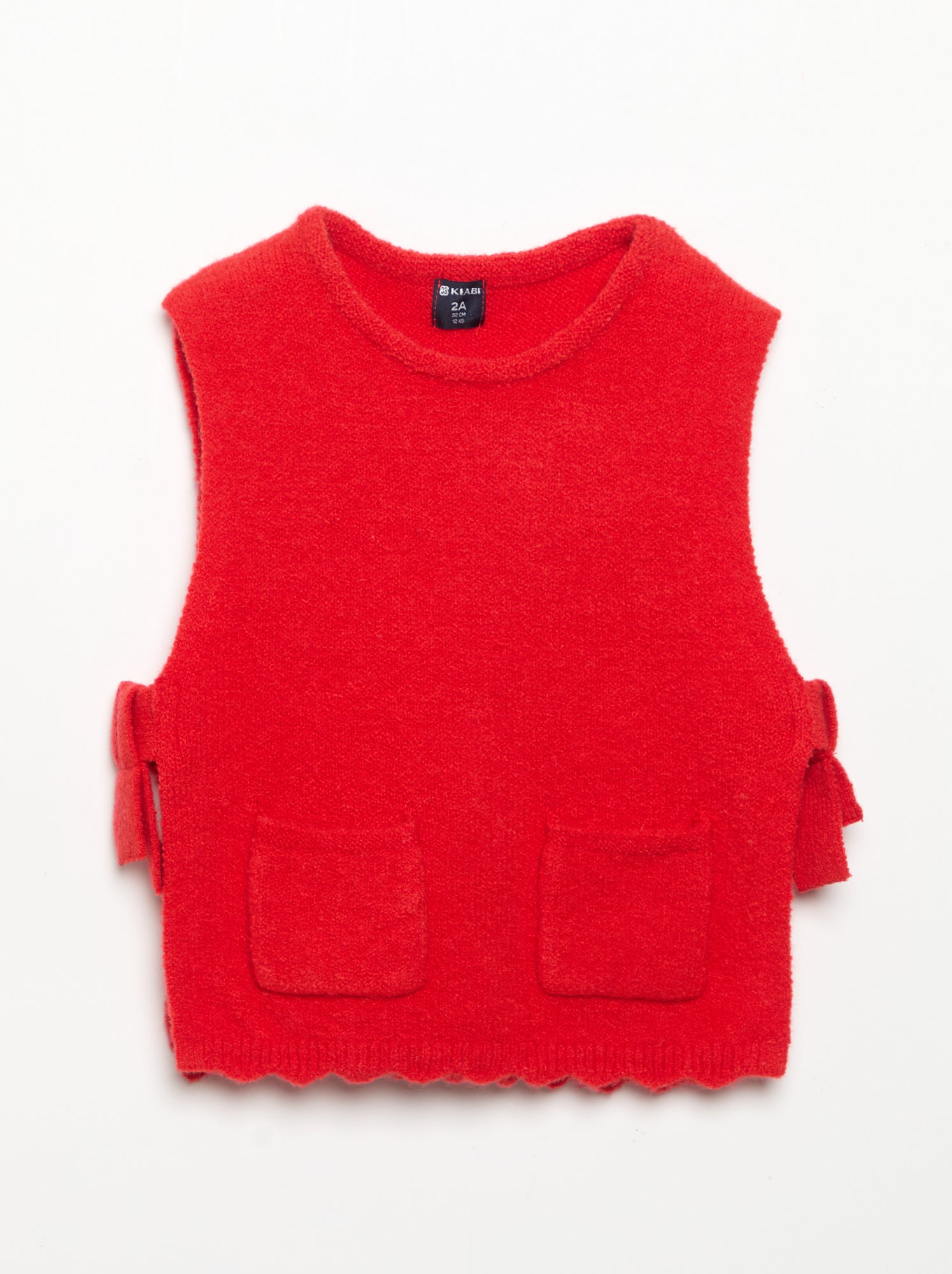 Pull sans manches avec écharpe amovible - Rouge