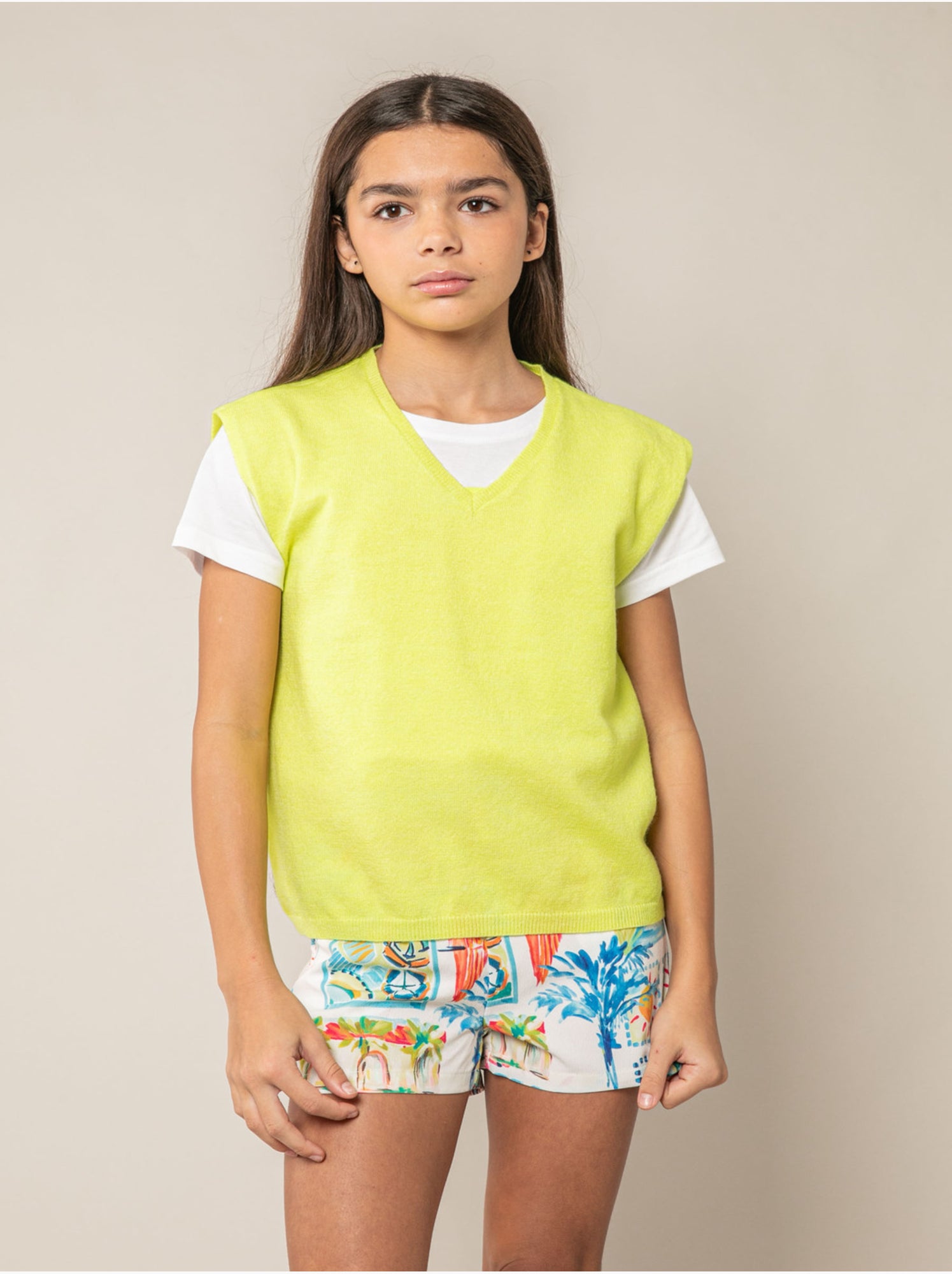 Pull sans manches fille 'deeluxe' - Jaune citron