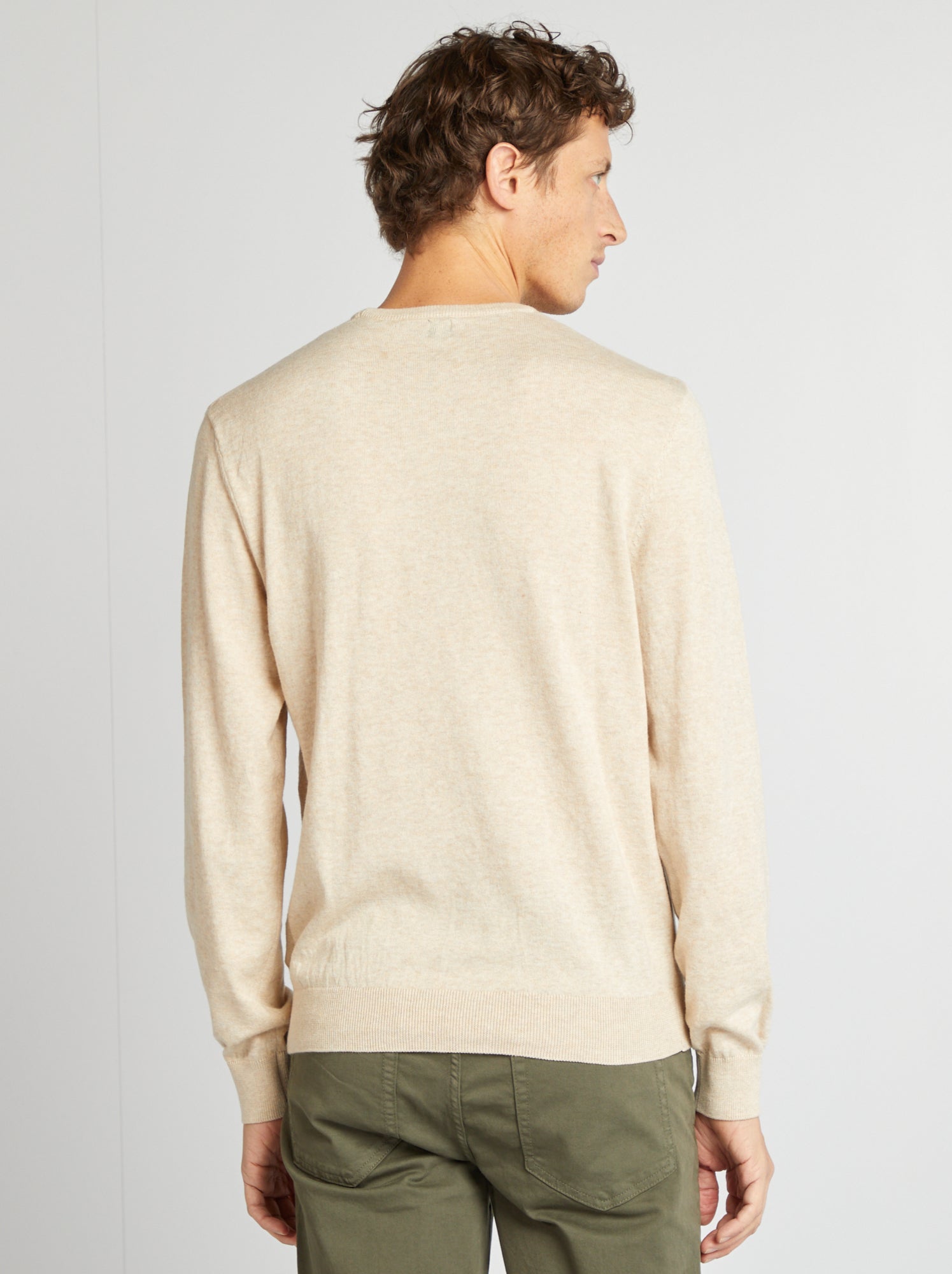 Pull uni à col rond - Beige (YZ274_11)